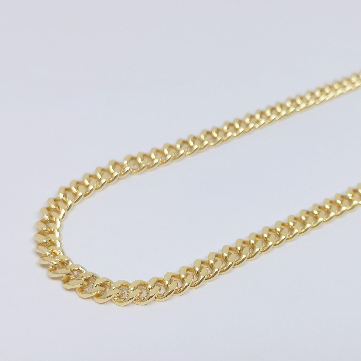 24K Shiny Gold Filled 7X6mm Cuban CURB Chain by Yard, Wholesale Bulk Roll Chain for DIY Craft, Thickness 2.1mm For Necklace Making | ROLL-416 Clearance Pricing - DLUXCA