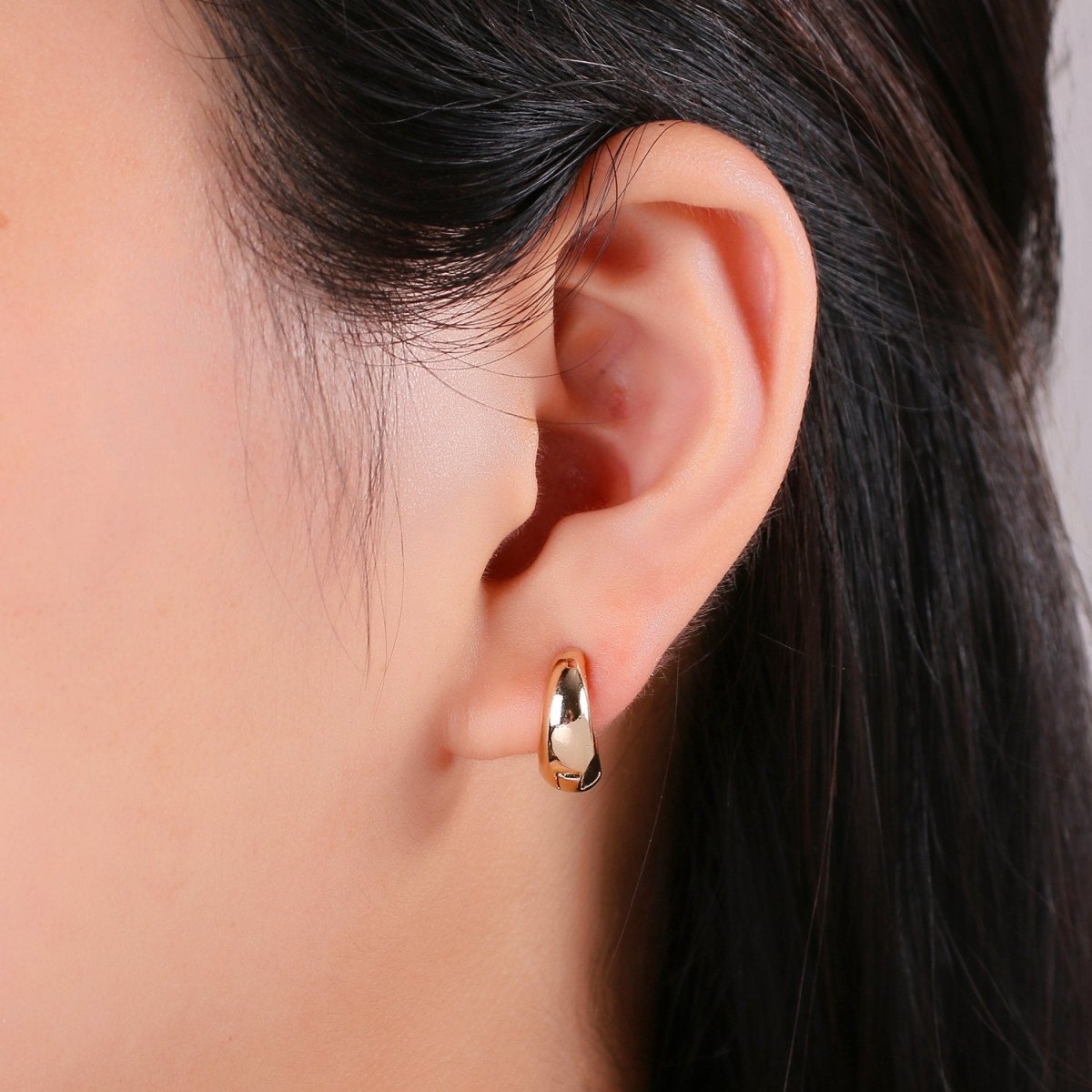 24k Vermeil Gold Earrings, Hoop Earring, Dainty Earrings, Simple Gold Plated Jewelry, Everyday Wear Earrings, Fashion Jewelry P-036 - DLUXCA