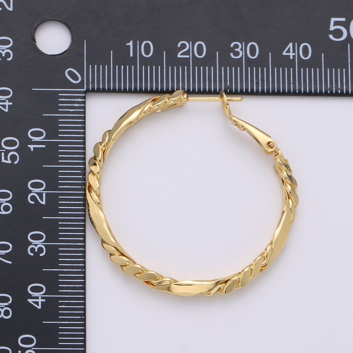 24k Vermeil Gold Earrings, Hoop Earrings, Medium Hoop, Half Twisted Rope Earring, Gift for Her, Earrings for Women, Everyday Wear Earring Q-527 - DLUXCA