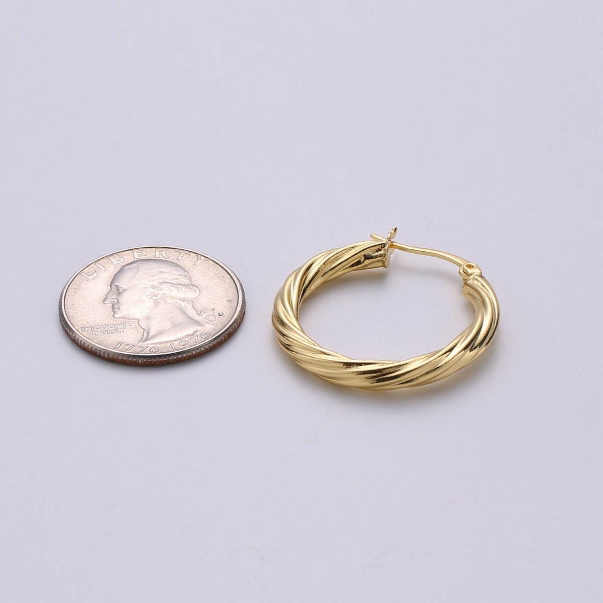 24k Vermeil Gold Earrings, Hoop Earrings, Small Hoop, Circle Rope Texture Earring, Gift for Her, Earrings for Women, Everyday Wear Earrings Q-533 - DLUXCA