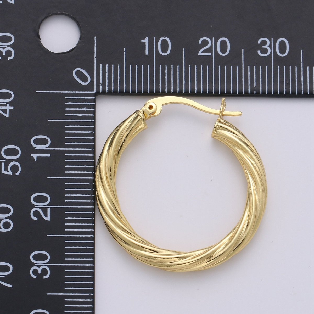 24k Vermeil Gold Earrings, Hoop Earrings, Small Hoop, Circle Rope Texture Earring, Gift for Her, Earrings for Women, Everyday Wear Earrings Q-533 - DLUXCA