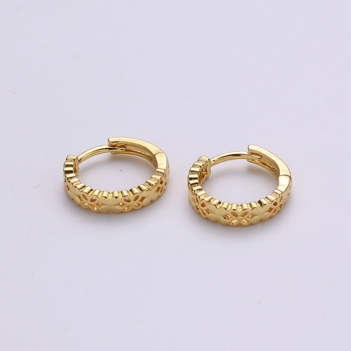 24k Vermeil Gold Earrings, Huggie Earring, Tiny Earrings, Flower Earrings, Handmade Earrings, Everyday Wear Earrings, Rosegold Earring - DLUXCA