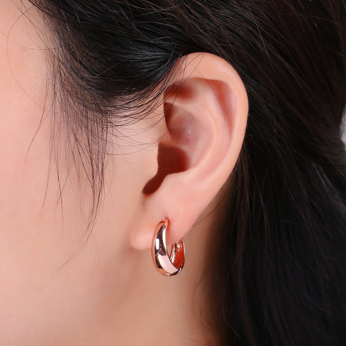 24k Vermeil Gold Earrings, Huggie Earring, Tiny Earrings, Smooth Plated Earrings, Everyday Wear Earrings, Rosegold Earring, 18mm Earring K-653 K-655 - DLUXCA