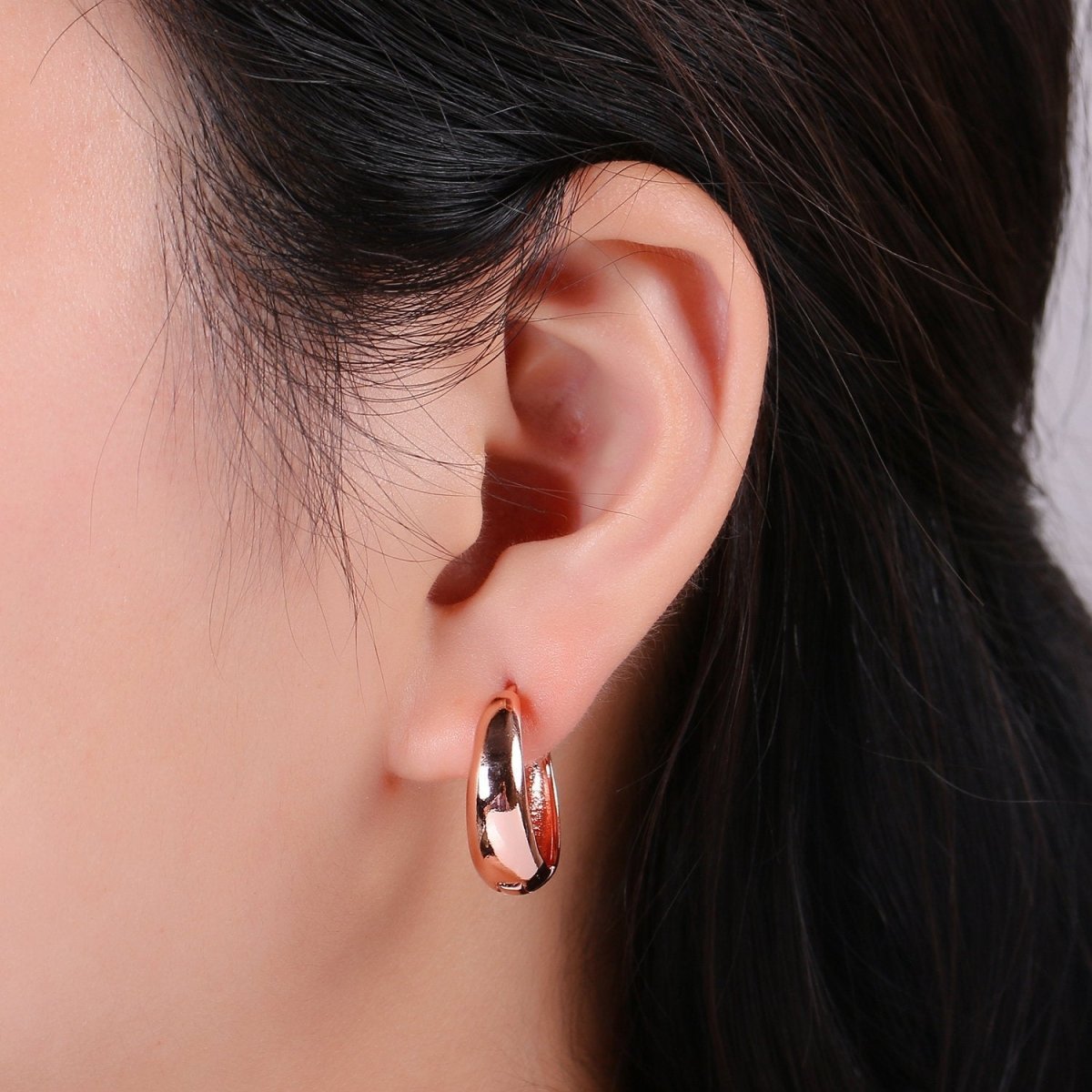 24k Vermeil Gold Earrings, Huggie Earring, Tiny Earrings, Smooth Plated Earrings, Handmade Earring, Everyday Wear Earrings, 20mm Earring K-702 K-704 - DLUXCA