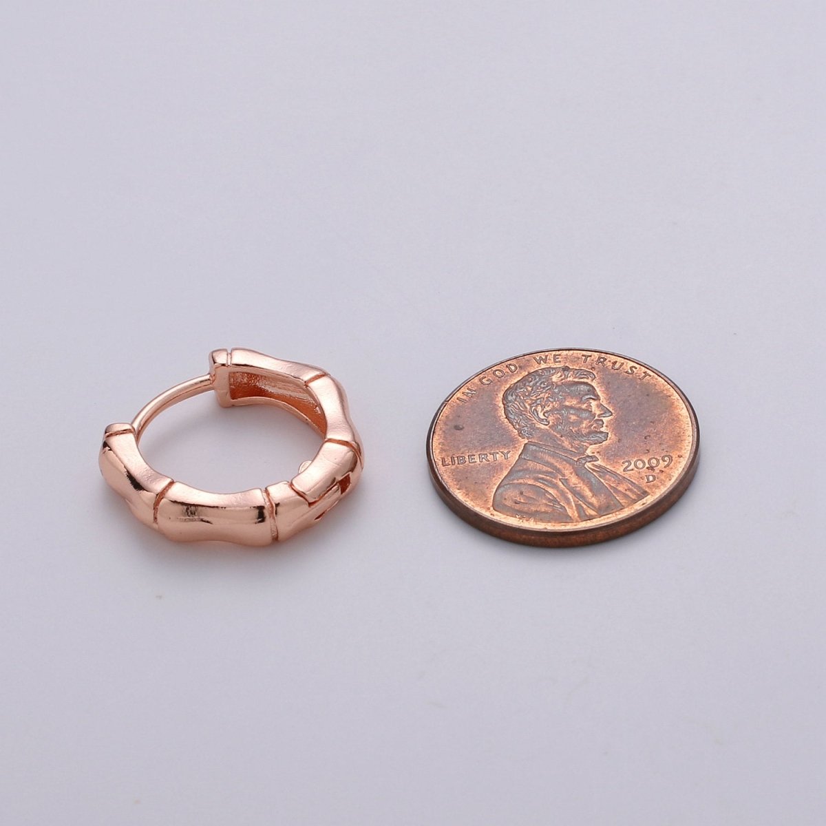 24k Vermeil Gold Earrings, Huggie Earring, Tiny Earrings, Tiny Bamboo Earrings, Everyday Wear Earrings, Rosegold Earring, 18mm Earring Q-027 Q-032 Q-059 - DLUXCA