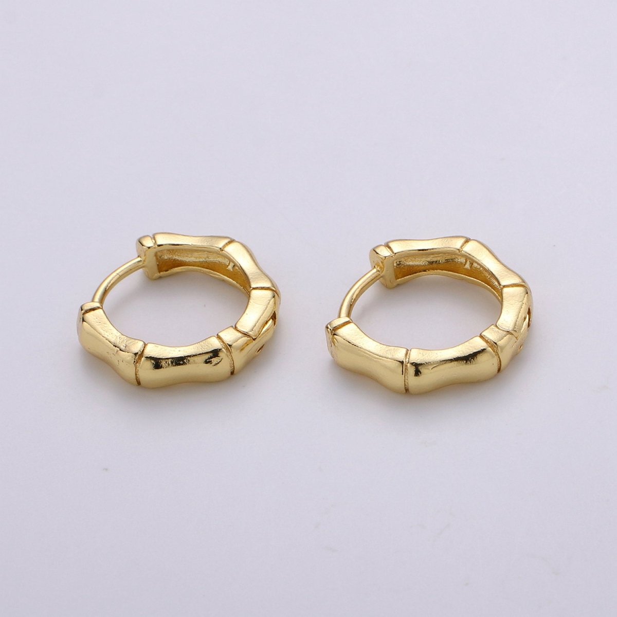 24k Vermeil Gold Earrings, Huggie Earring, Tiny Earrings, Tiny Bamboo Earrings, Everyday Wear Earrings, Rosegold Earring, 18mm Earring Q-027 Q-032 Q-059 - DLUXCA