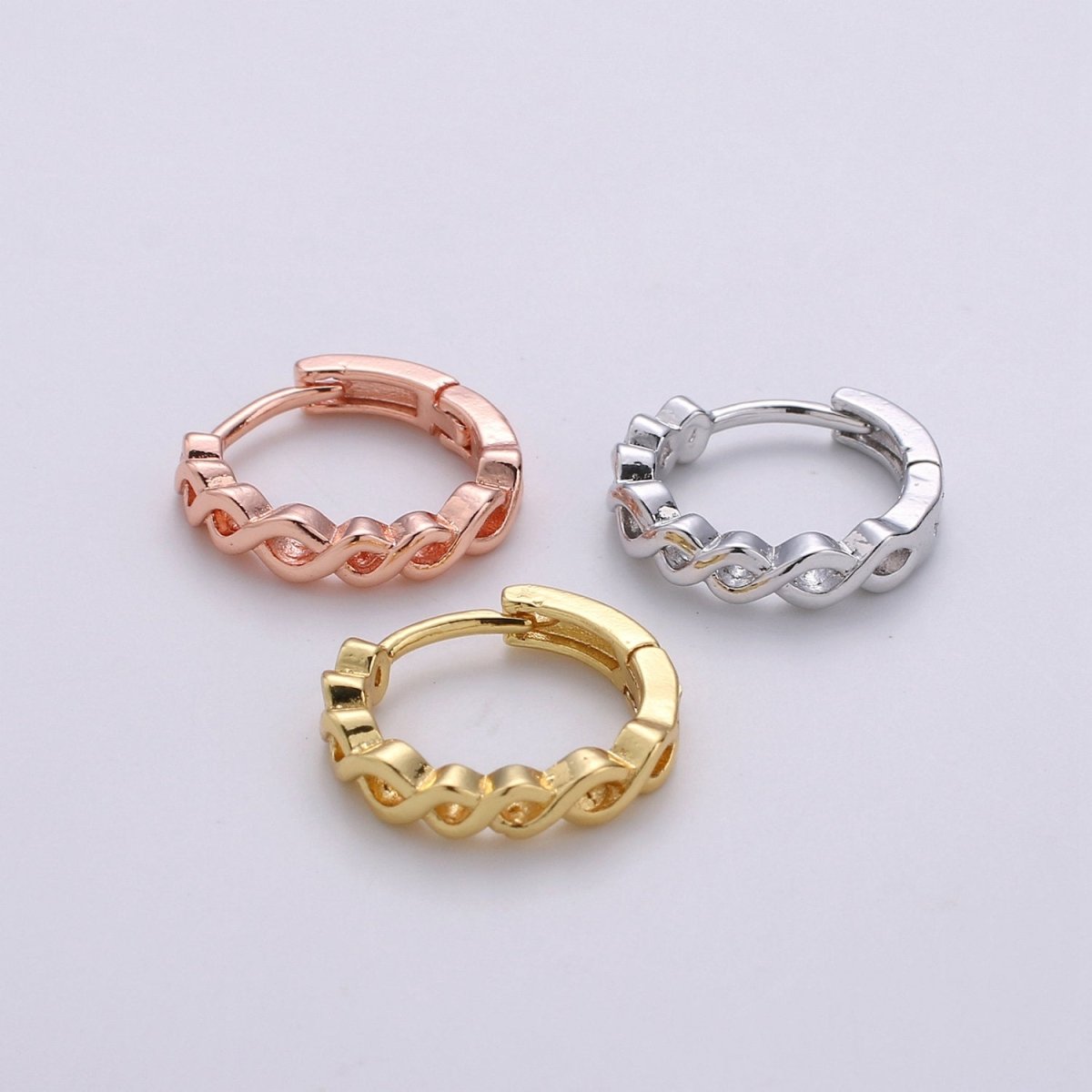 24k Vermeil Gold Earrings, Huggie Earring, Tiny Earrings, Twisted Vine Earrings, Everyday Wear Earrings, Rosegold Earring, Silver Earring K-693 K-694 K-695 - DLUXCA