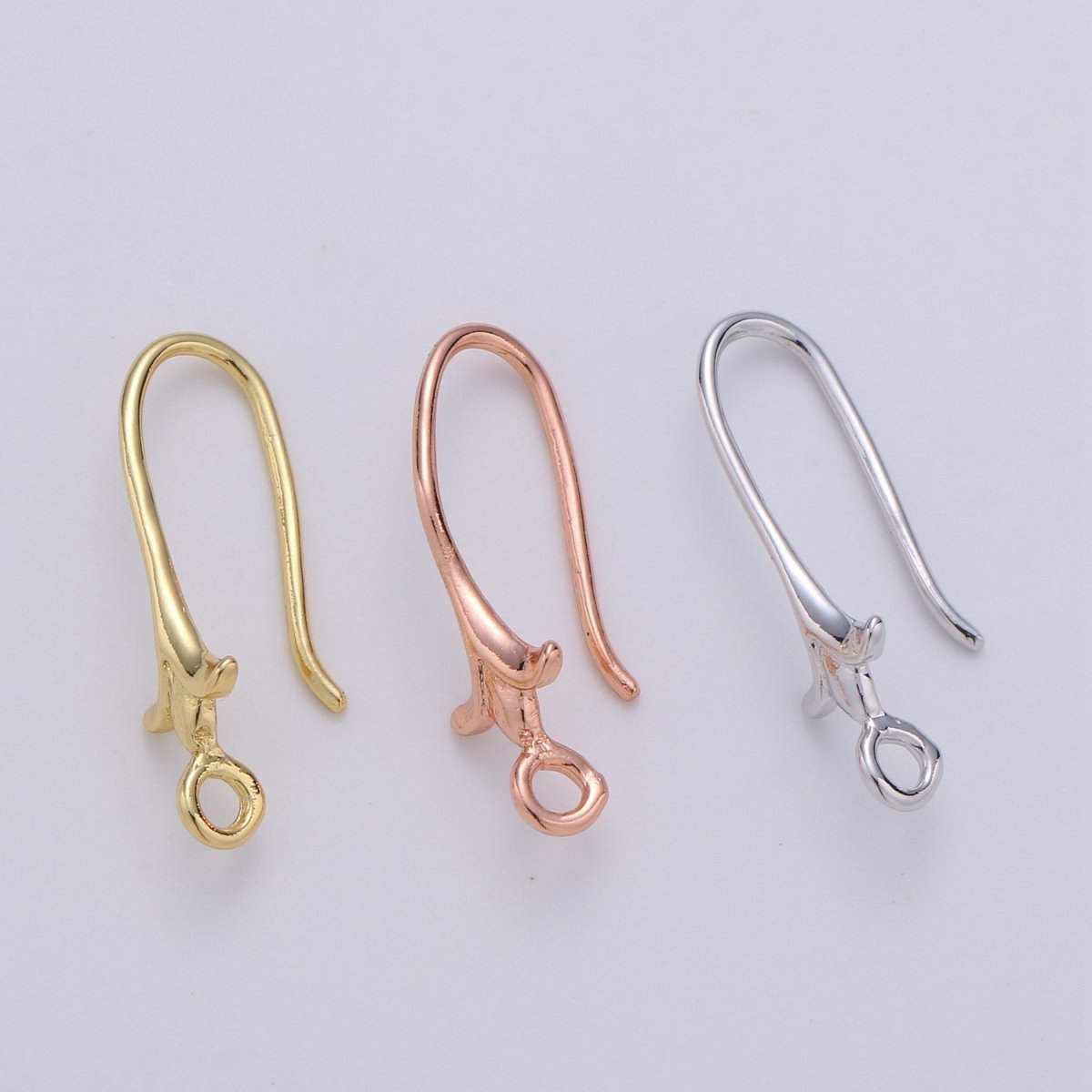 24k Vermeil Gold Earrings, Open Link, Hook Earring, Flower Earring, Flower Stem Earring, DIY Earrings, Everyday Wear Earrings K-672 - K-674 - DLUXCA