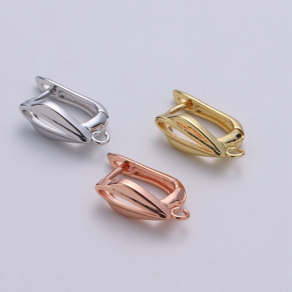 24k Vermeil Gold Earrings, Open Link, Latch Back Earring, Leaf Earrings, DIY Earrings, Everyday Wear Earrings, Rosegold Earring, K-678 - K-680 - DLUXCA