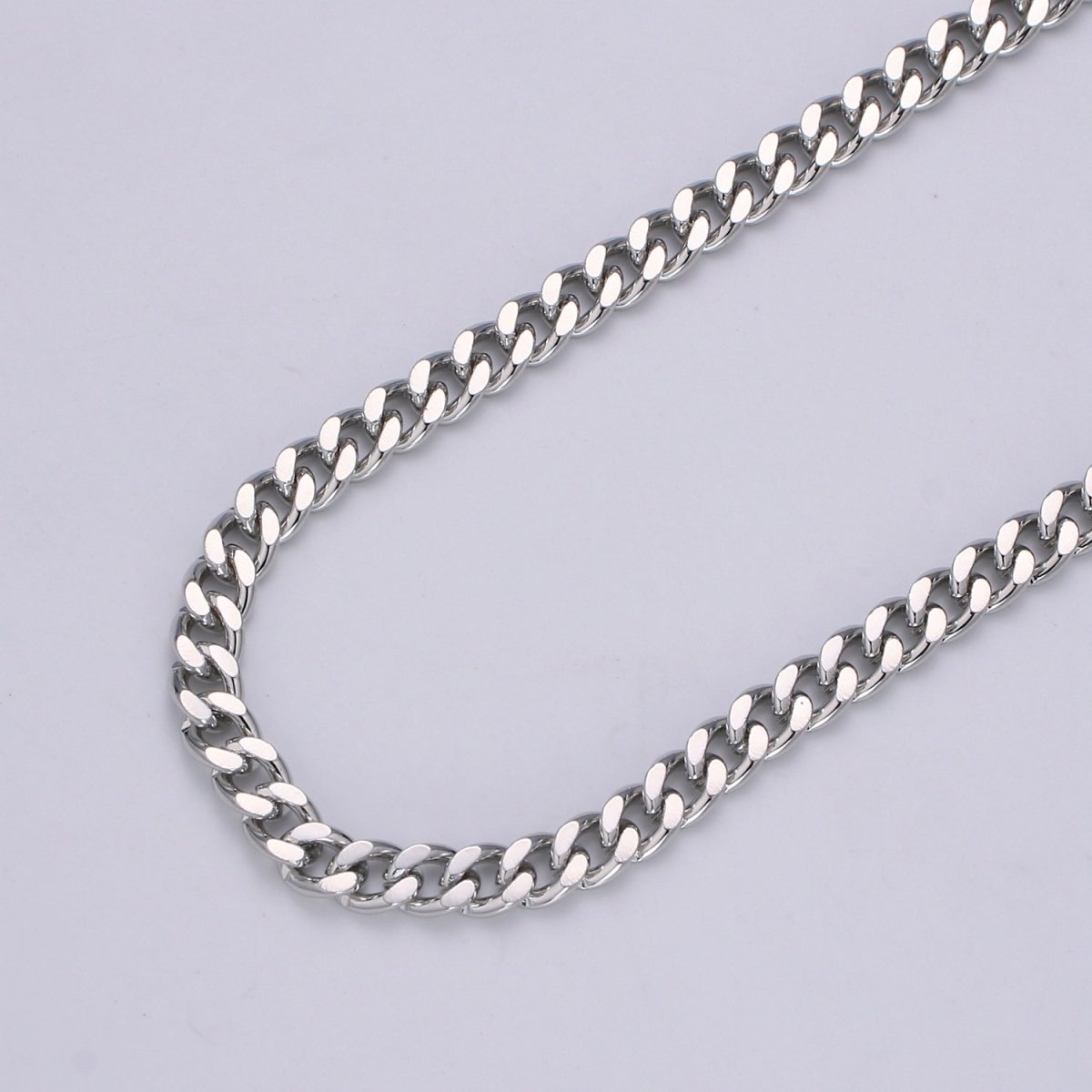 24K White Gold Filled Unfinished Chain Gold Cuban CURB Chain by Yard, Wholesale Bulk Roll Chain For Jewelry Making | ROLL-499, ROLL-500 Clearance Pricing - DLUXCA