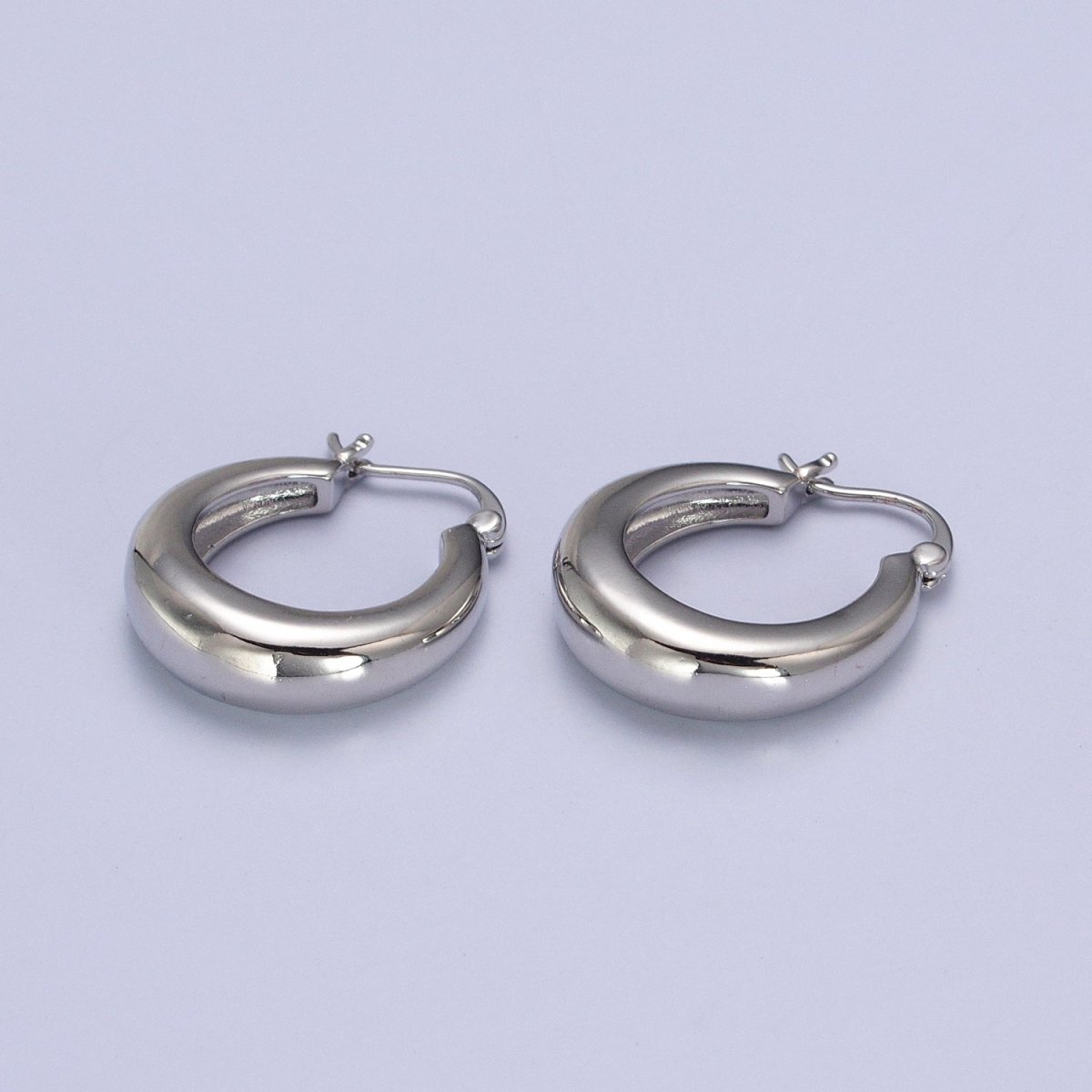 24mm Minimalist Thin Dome French Lock Latch Earrings in Gold & Silver | AB067 AB068 - DLUXCA
