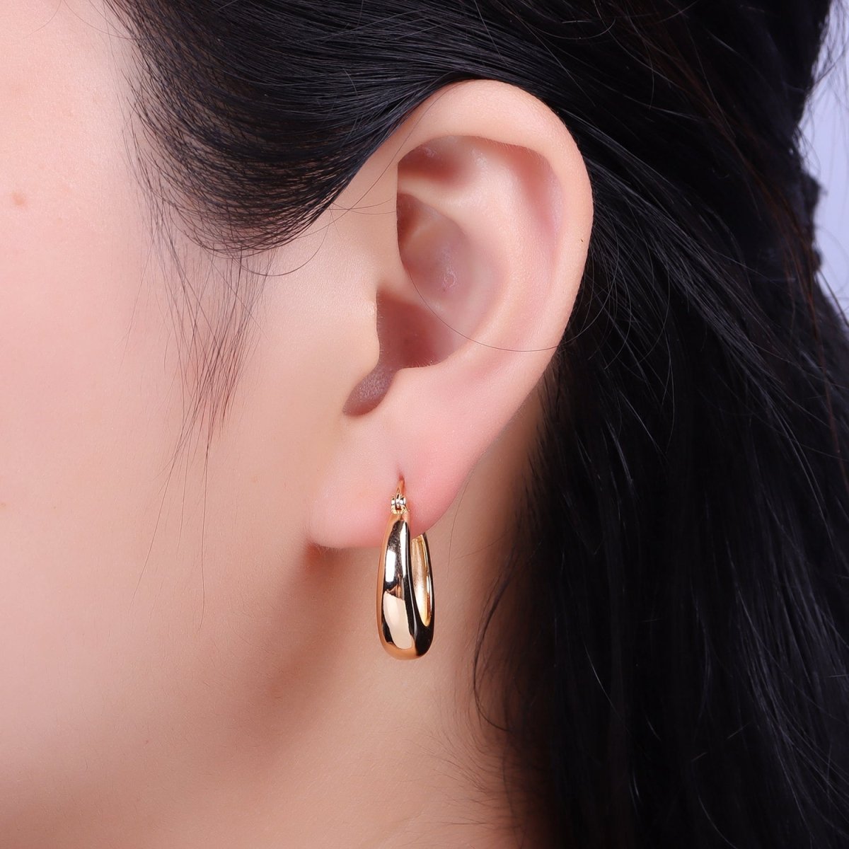 24mm Minimalist Thin Dome French Lock Latch Earrings in Gold & Silver | AB067 AB068 - DLUXCA