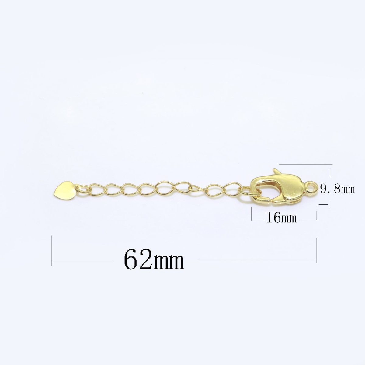 2.5 inch Gold Filled Chain Extender For Necklace Bracelet Supply Component Findings Extenders w/ Heart charm + Lobster Clasp L-504 L-505 - DLUXCA