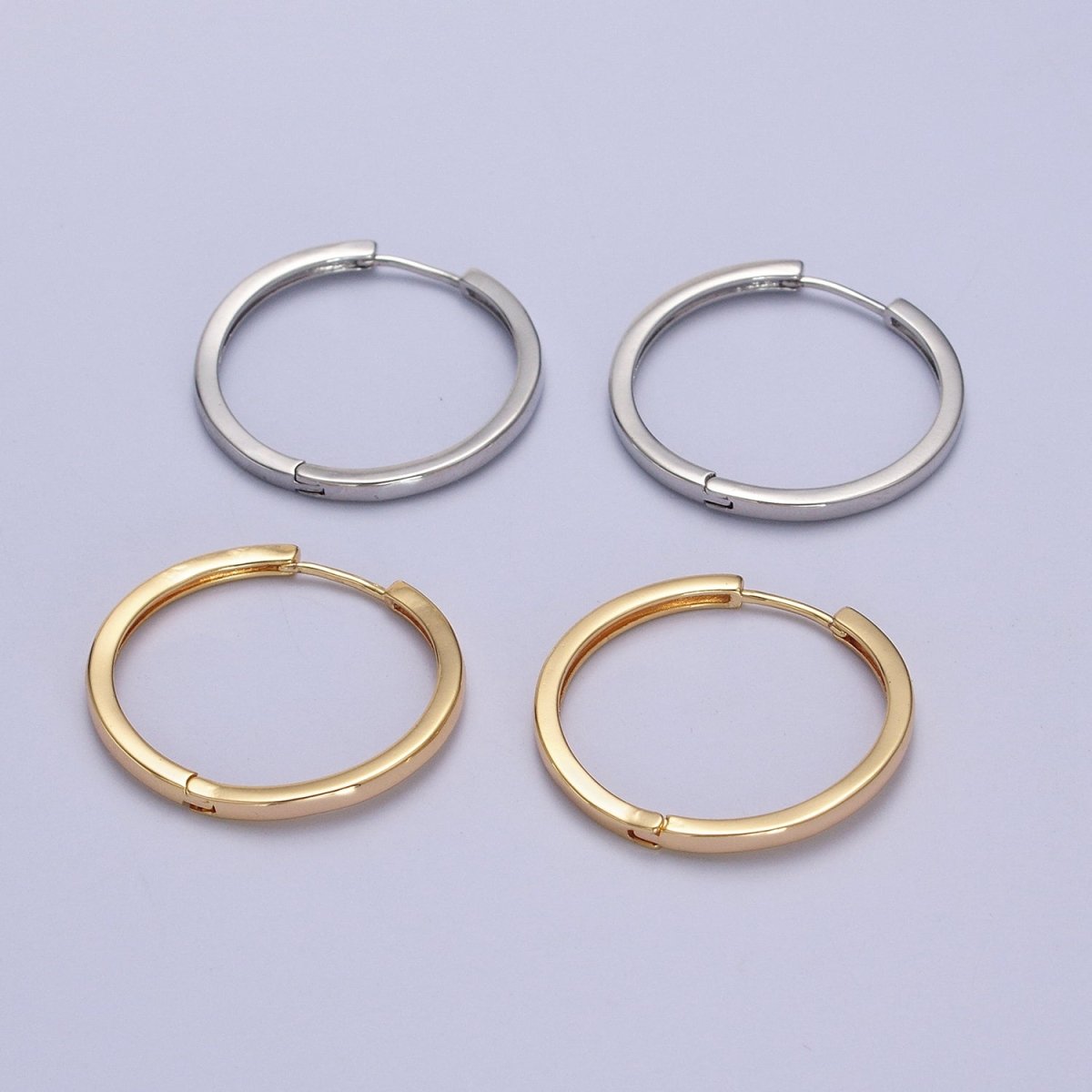 25mm Minimalist Endless Hoop Earrings in Gold & Silver | AB-065 AB-066 - DLUXCA