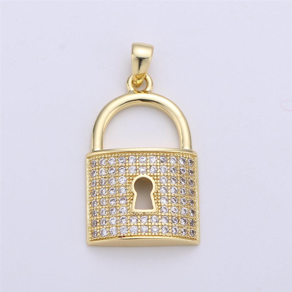 26X14mm Gold Filled Micro Pave lock heart Pendant , Cubic Lock Charms , Silver Lock Necklace Earring Charms Supply I-256 - DLUXCA