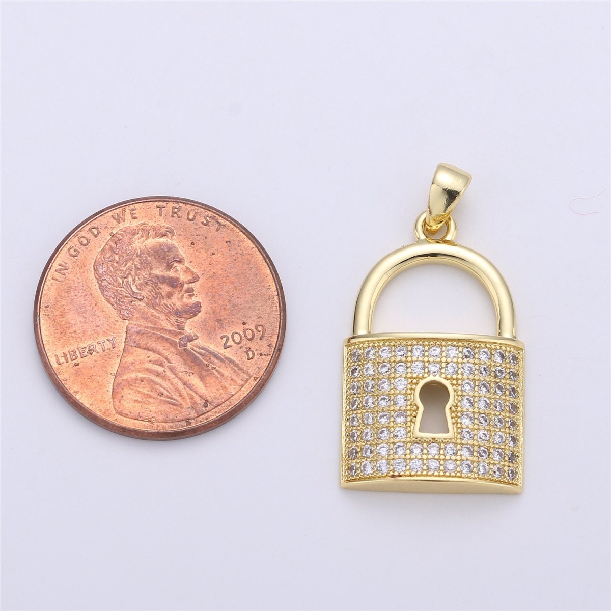 26X14mm Gold Filled Micro Pave lock heart Pendant , Cubic Lock Charms , Silver Lock Necklace Earring Charms Supply I-256 - DLUXCA