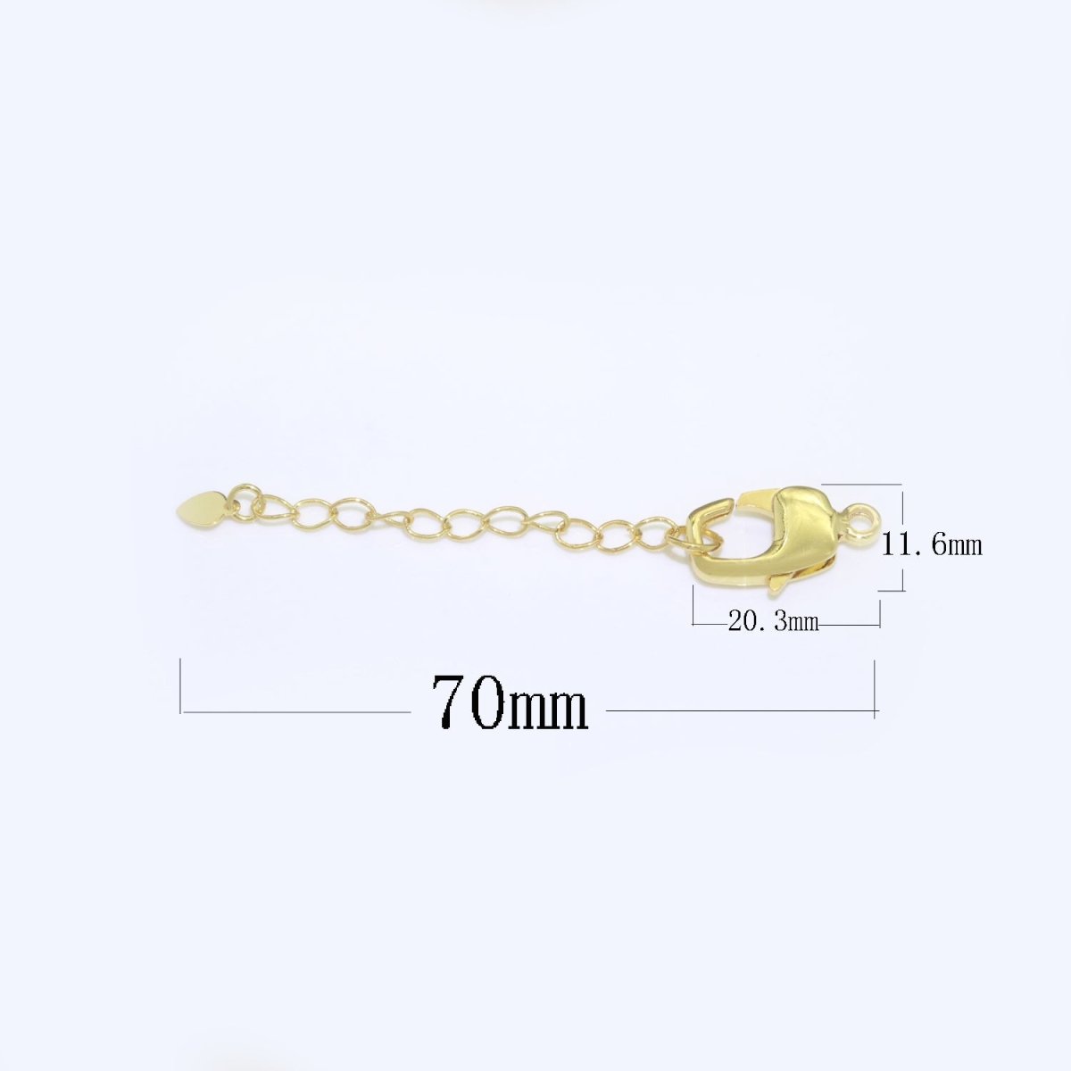 2.7 inch Gold Filled Chain Extender For Necklace Bracelet Supply Component Findings Extenders w/ Heart charm + Lobster Clasp L-506 L-507 - DLUXCA