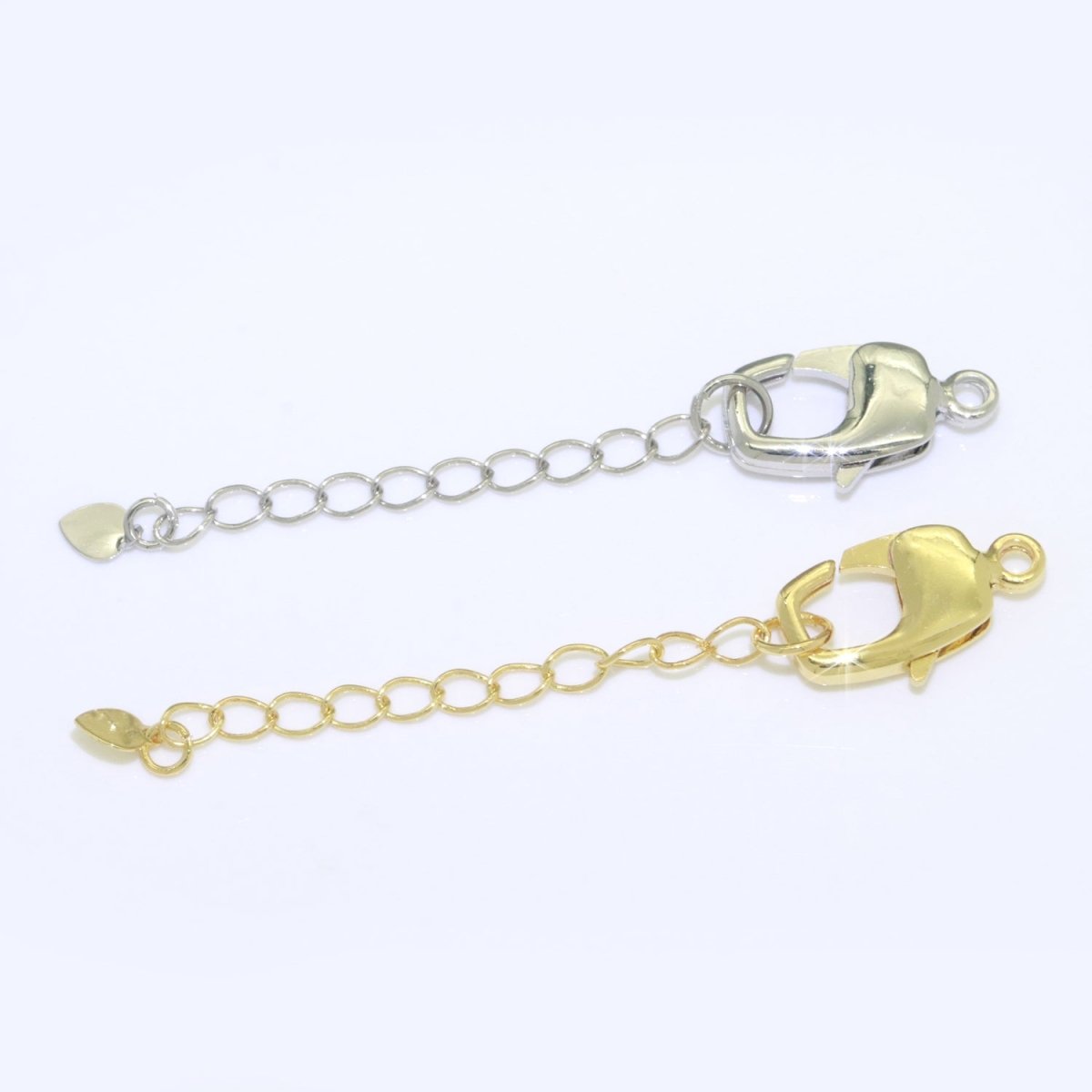 2.7 inch Gold Filled Chain Extender For Necklace Bracelet Supply Component Findings Extenders w/ Heart charm + Lobster Clasp L-506 L-507 - DLUXCA