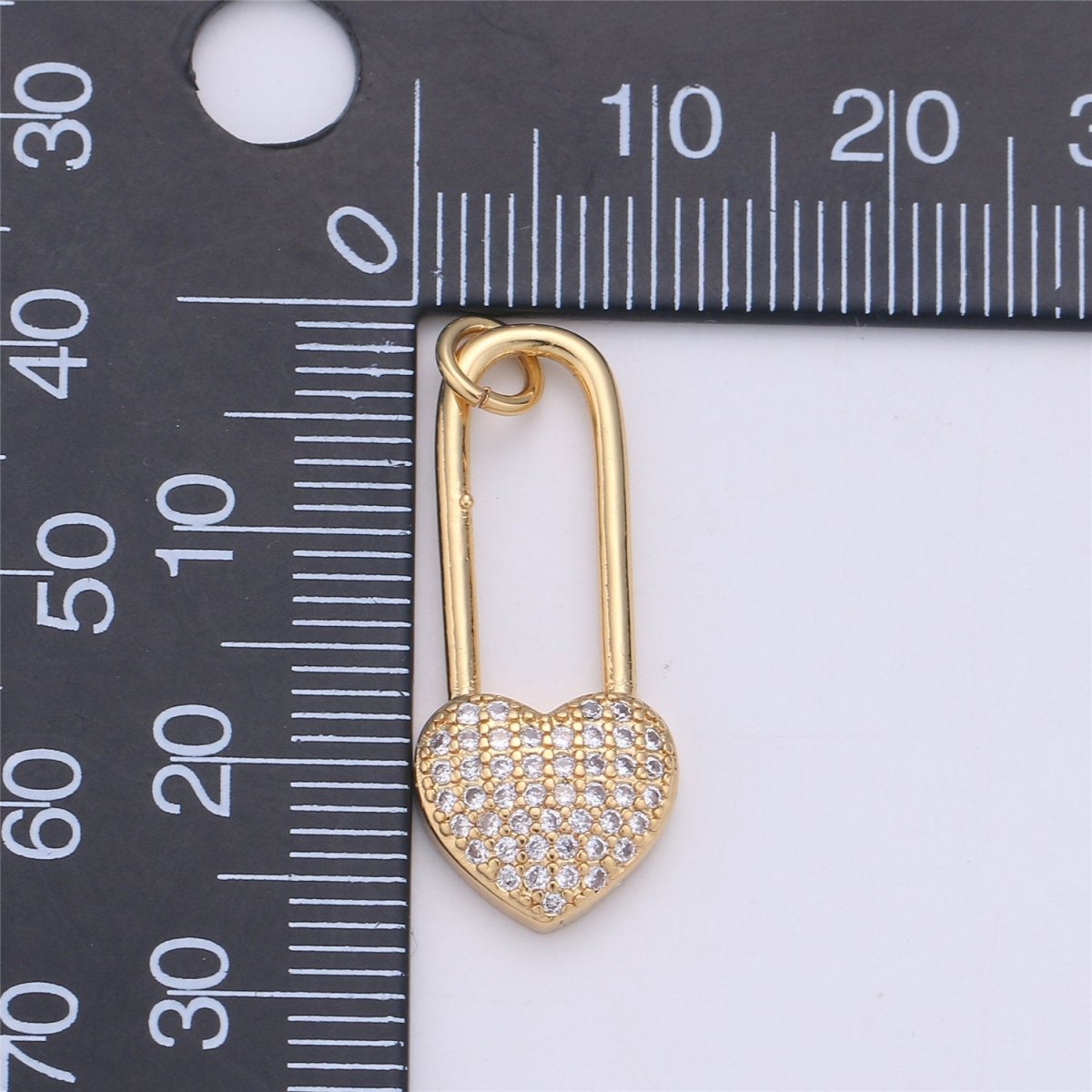 27X10mm 14k Gold Filled Micro Pave lock Pendant , Cubic Heart Charms , Gold PadLock Charm Necklace Earring Component Supply C-923 - DLUXCA