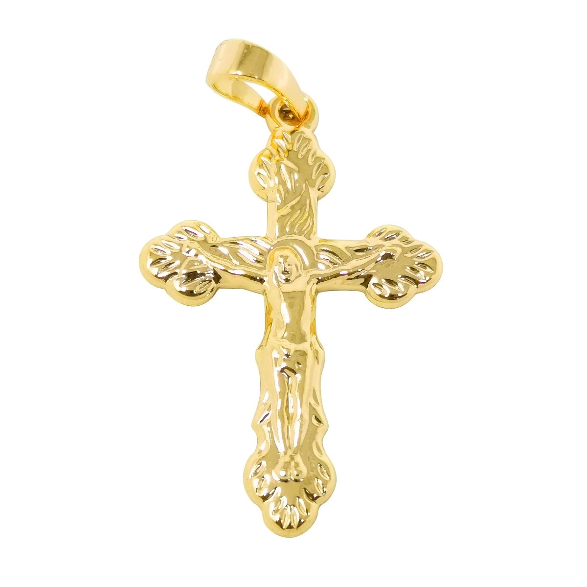 27x17mm Wholesale Gold Filled Jesus on Cross Pendant, 24K or 14K Option, Christian Pendant for Necklace Bracelet Anklet Making J-193 J-194 - DLUXCA