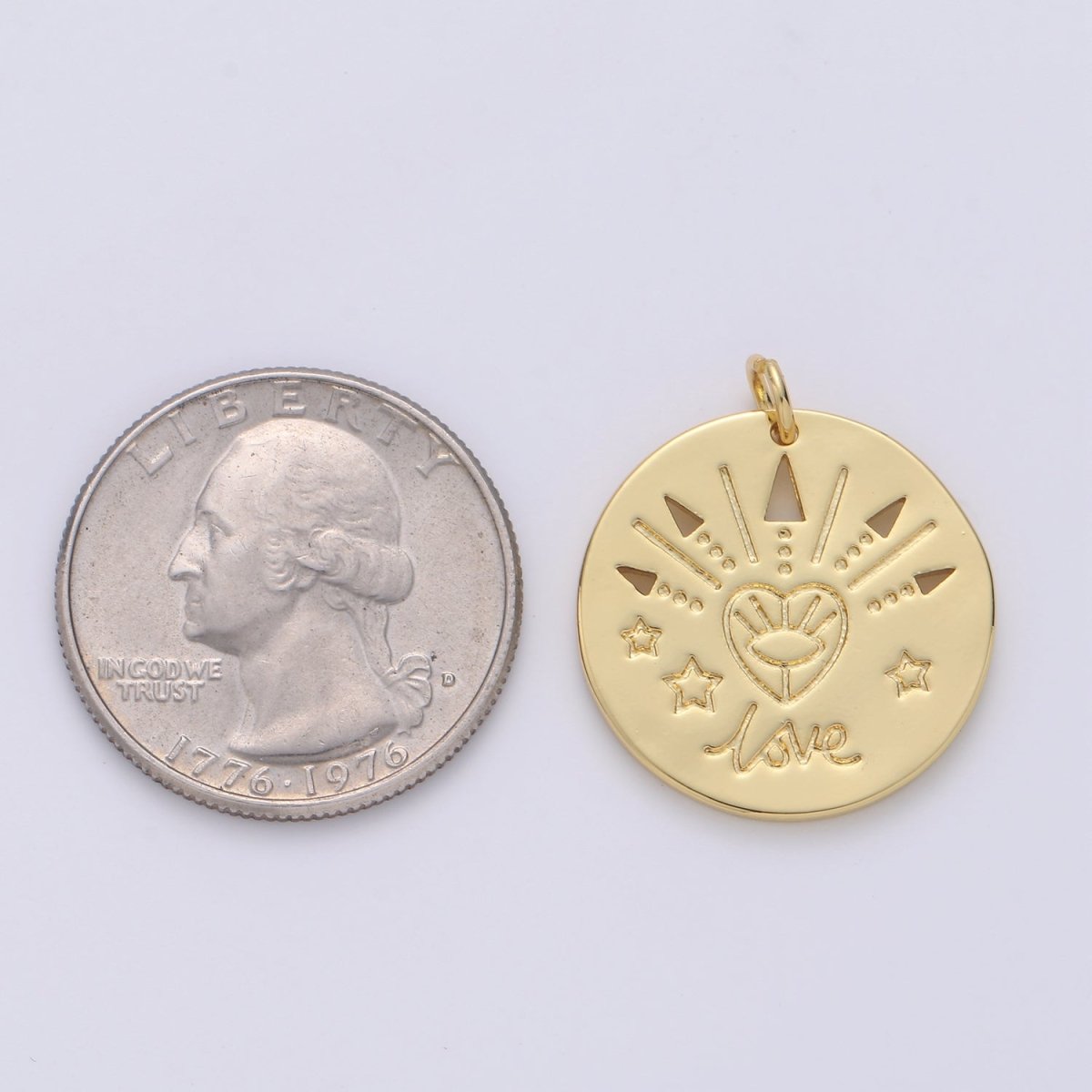 28K Gold Filled Love Coin Charm E-150 - DLUXCA