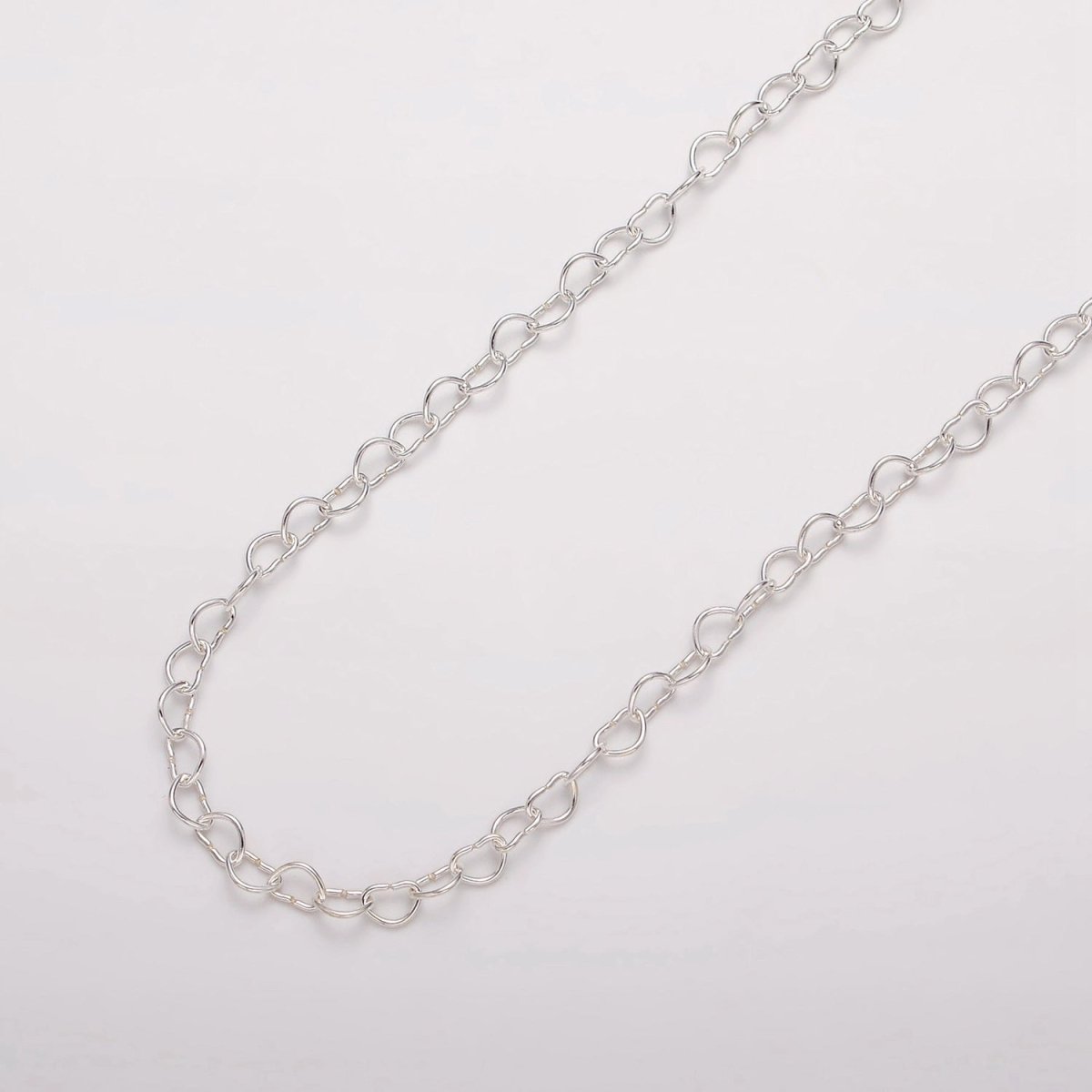 2.8mm Heart Chain - 925 sterling silver Heart Cable Chain Wholesale Jewelry Making for Necklace Bracelet Anklet Permanent Jewelry Supply ROLL-1485 - DLUXCA