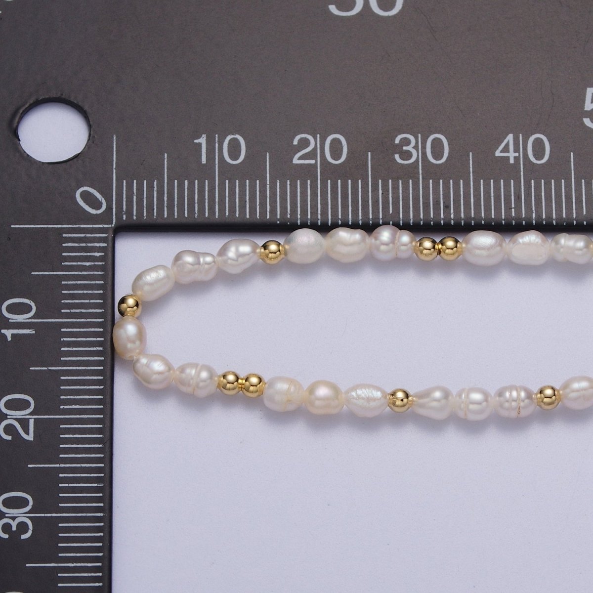 2.8mm White Freshwater Pearl Gold Filled Spacer Bead 15.5 Inch Choker Necklace | WA-1422 Clearance Pricing - DLUXCA