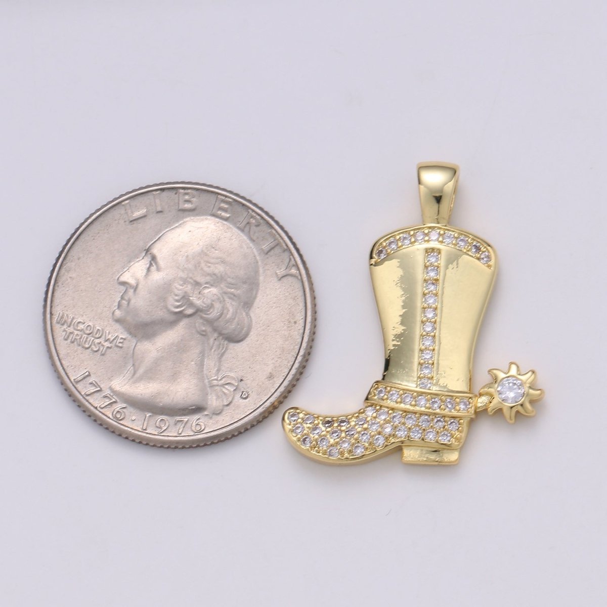 28x23mm Wholesale Gold-Filled Gold or Silver Cowboy Boot Pendant Charm with Rhinestones, Pendant for Necklace Bracelet Anklet Making J-150 J-151 - DLUXCA