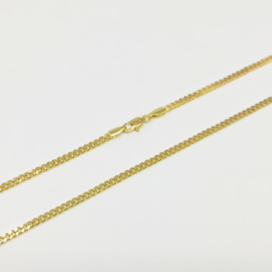 2mm Curb Chain Necklace - 24K Gold Filled 19.7 inches Curb Necklace w/ Lobster Clasps | CN-936 Clearance Pricing - DLUXCA