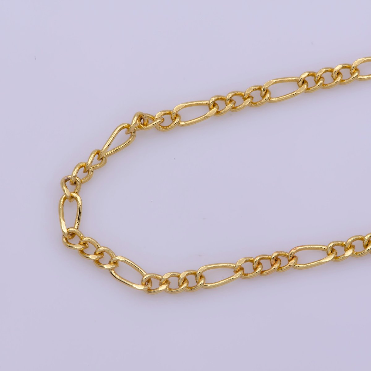 2mm Dainty Gold Figaro 18 Inch Layering Chain Necklace | WA-387 Clearance Pricing - DLUXCA