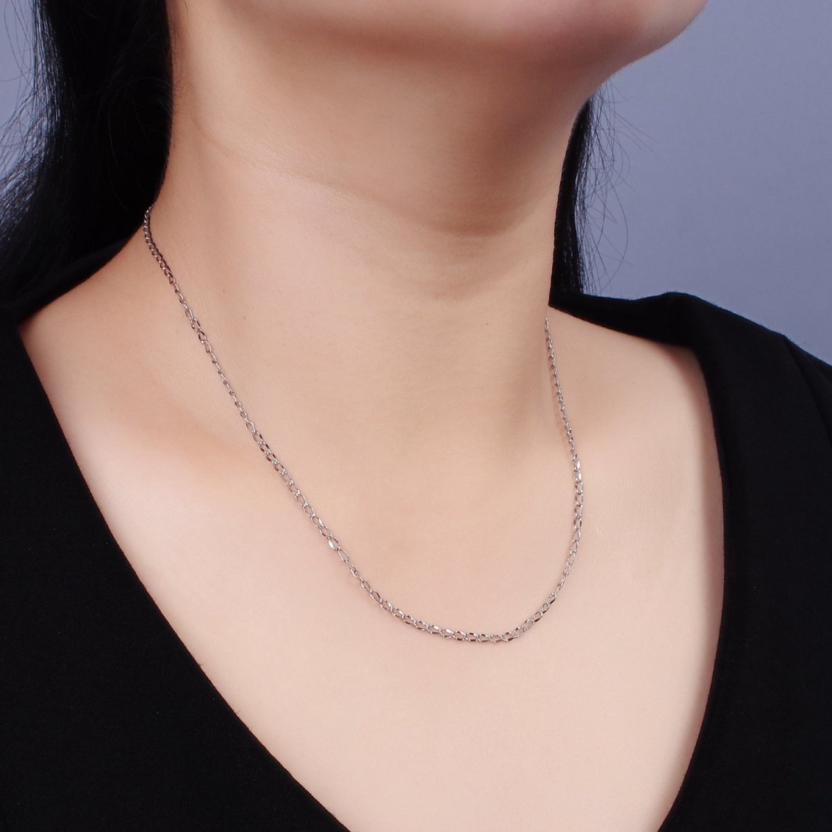 2mm Dapped Cable Chain Stainless Steel chain 18inch Necklace Ready to Wear | WA-2380 - DLUXCA