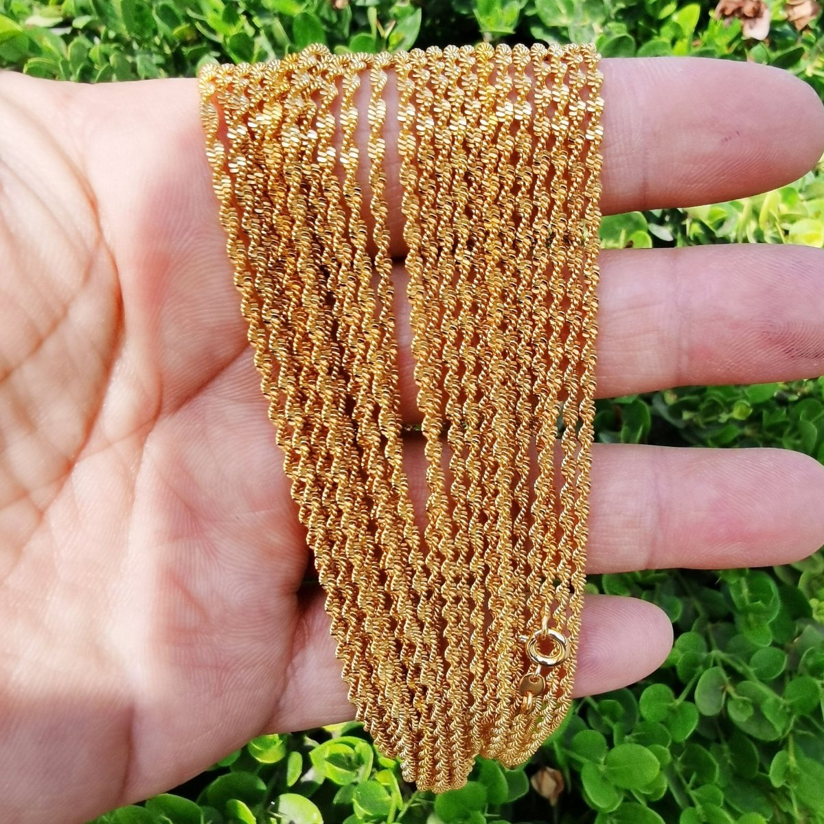 2mm Singapore Criss Cross Necklace - 24K Gold Filled 19.7 inches Criss Cross Necklace w/ Spring Rings | CN-884 Clearance Pricing - DLUXCA