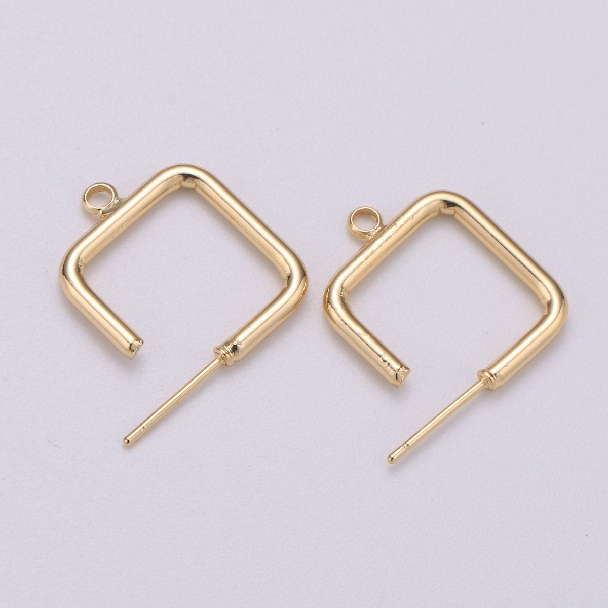 2pcs Open Ear Hoop Square Earring Hoop Findings for Necklace Jewelry Making in 18k Gold Filled K-039 - DLUXCA