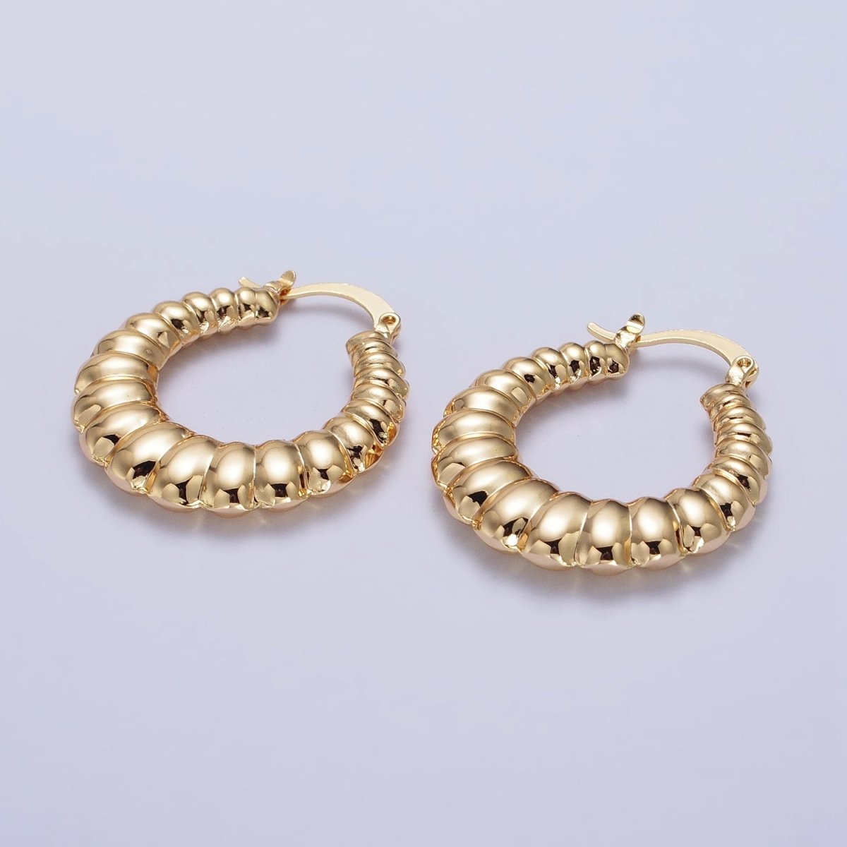 30mm Gold Filled Puffed Dome Latch French Lock Earrings in Gold & Silver | AB214 AB215 - DLUXCA