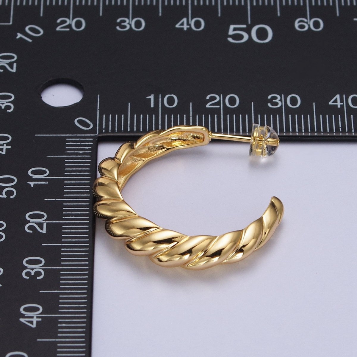 30mm Twisted Croissant C-Shaped Hoop Earrings in Gold & Silver | AB057 AB058 - DLUXCA