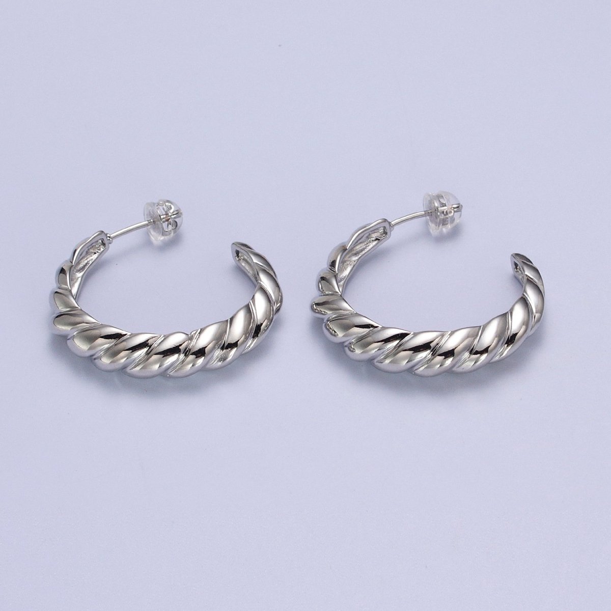 30mm Twisted Croissant C-Shaped Hoop Earrings in Gold & Silver | AB057 AB058 - DLUXCA