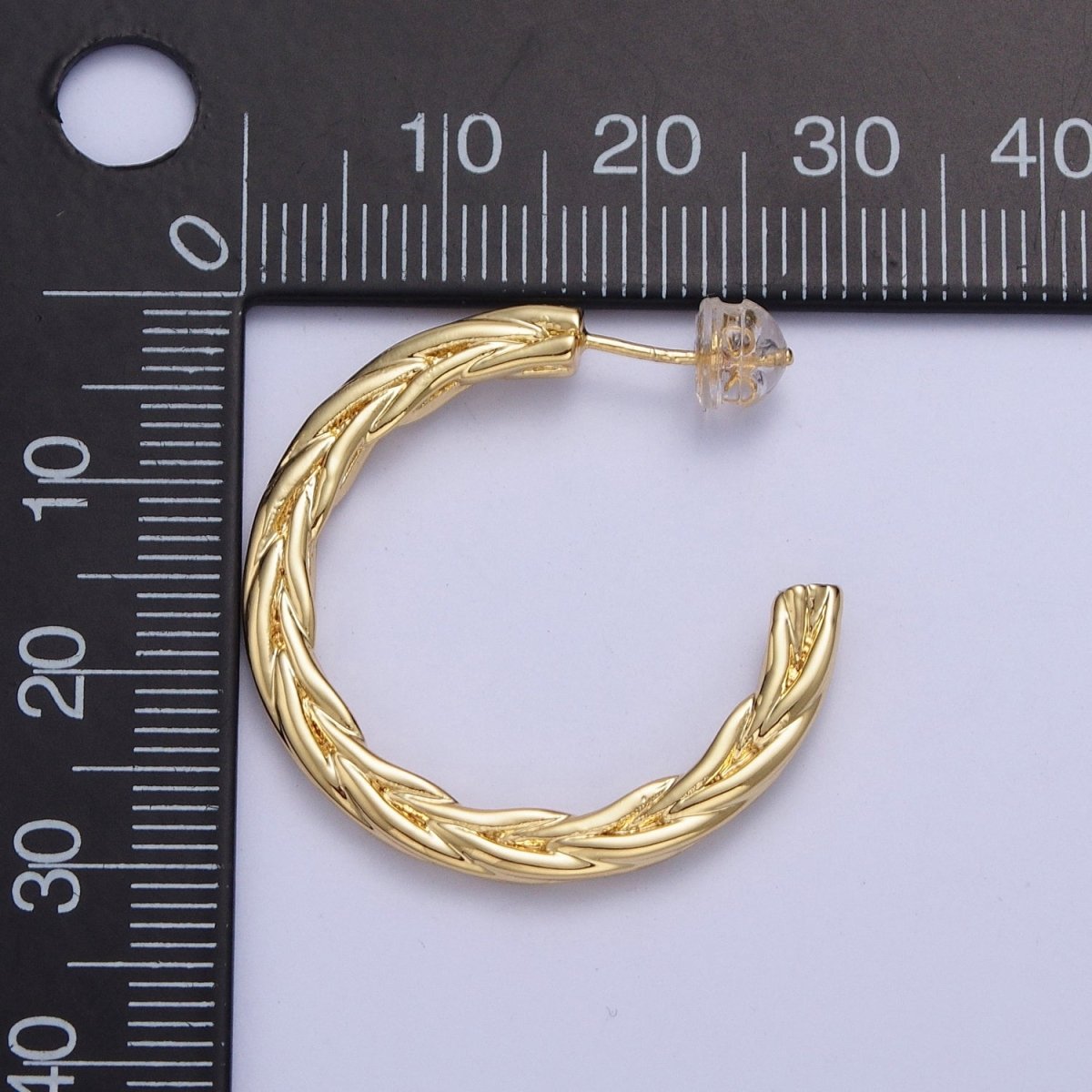 30mm Twisted Hoop Stud Earrings in Gold & Silver P-381 P-382 - DLUXCA