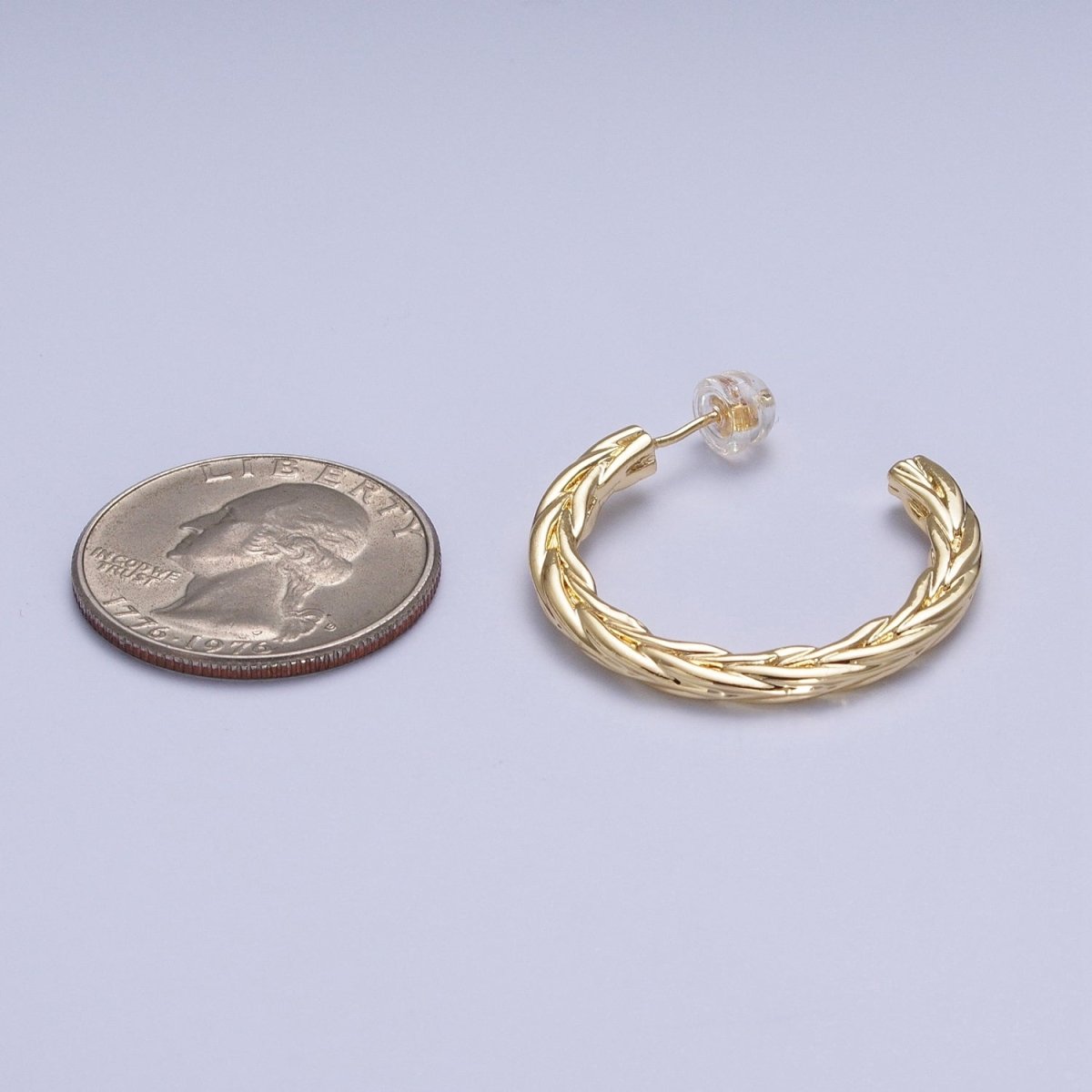 30mm Twisted Hoop Stud Earrings in Gold & Silver P-381 P-382 - DLUXCA