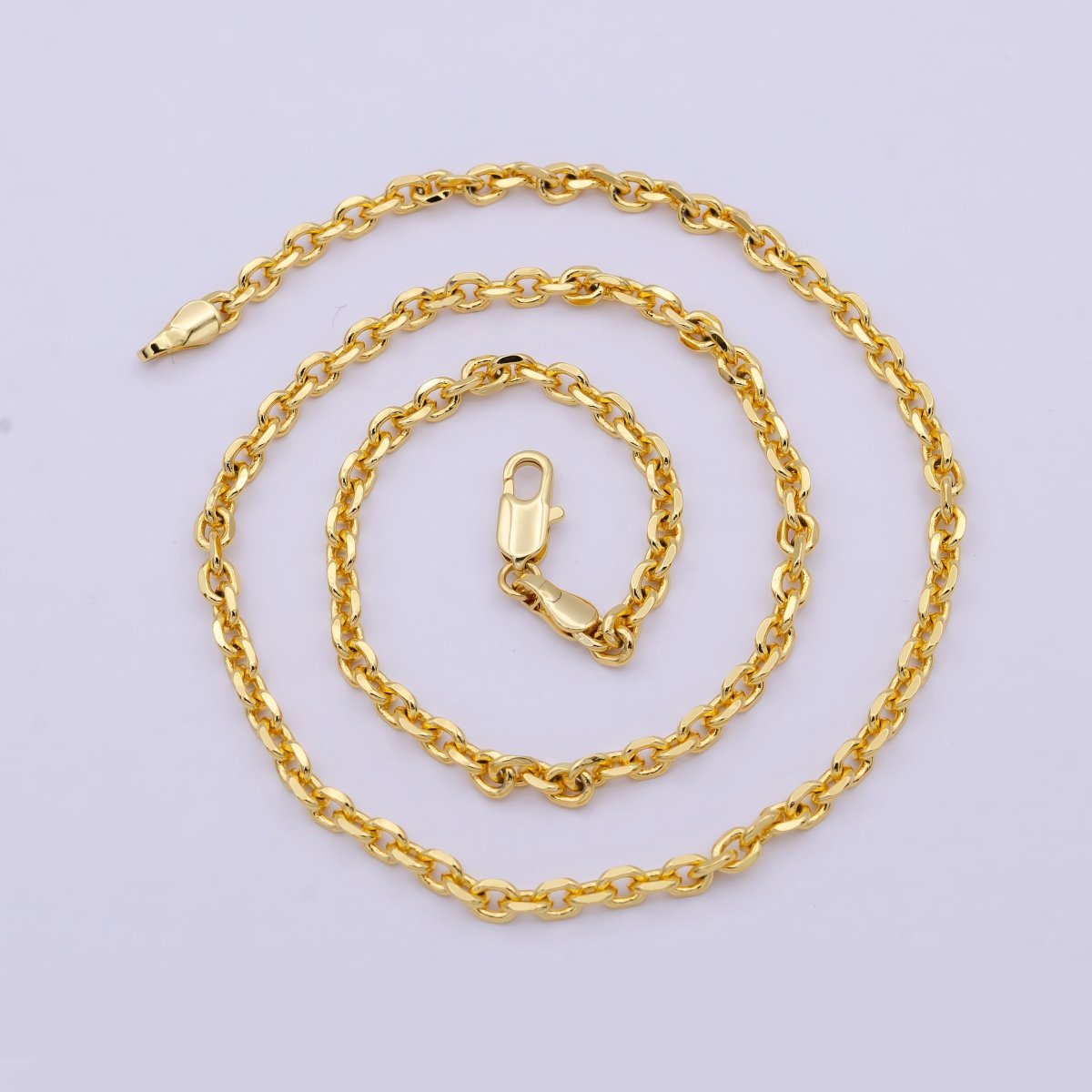 3.26 mm Cable Chain | Gold Filled Cable Necklace | Unisex Men Woman Necklace 17.7 inch | WA-796 Clearance Pricing - DLUXCA
