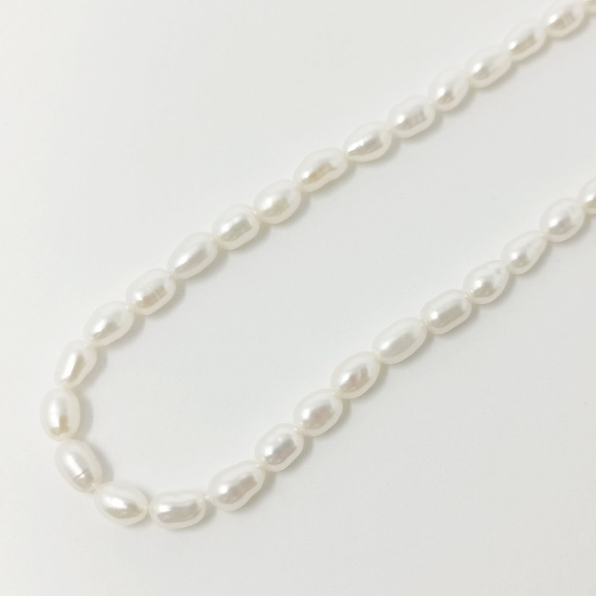 3.5mm - 4mm Ringed Button Oval White Freshwater Pearl Jewelry Making Strand | WA-034 Clearance Pricing - DLUXCA