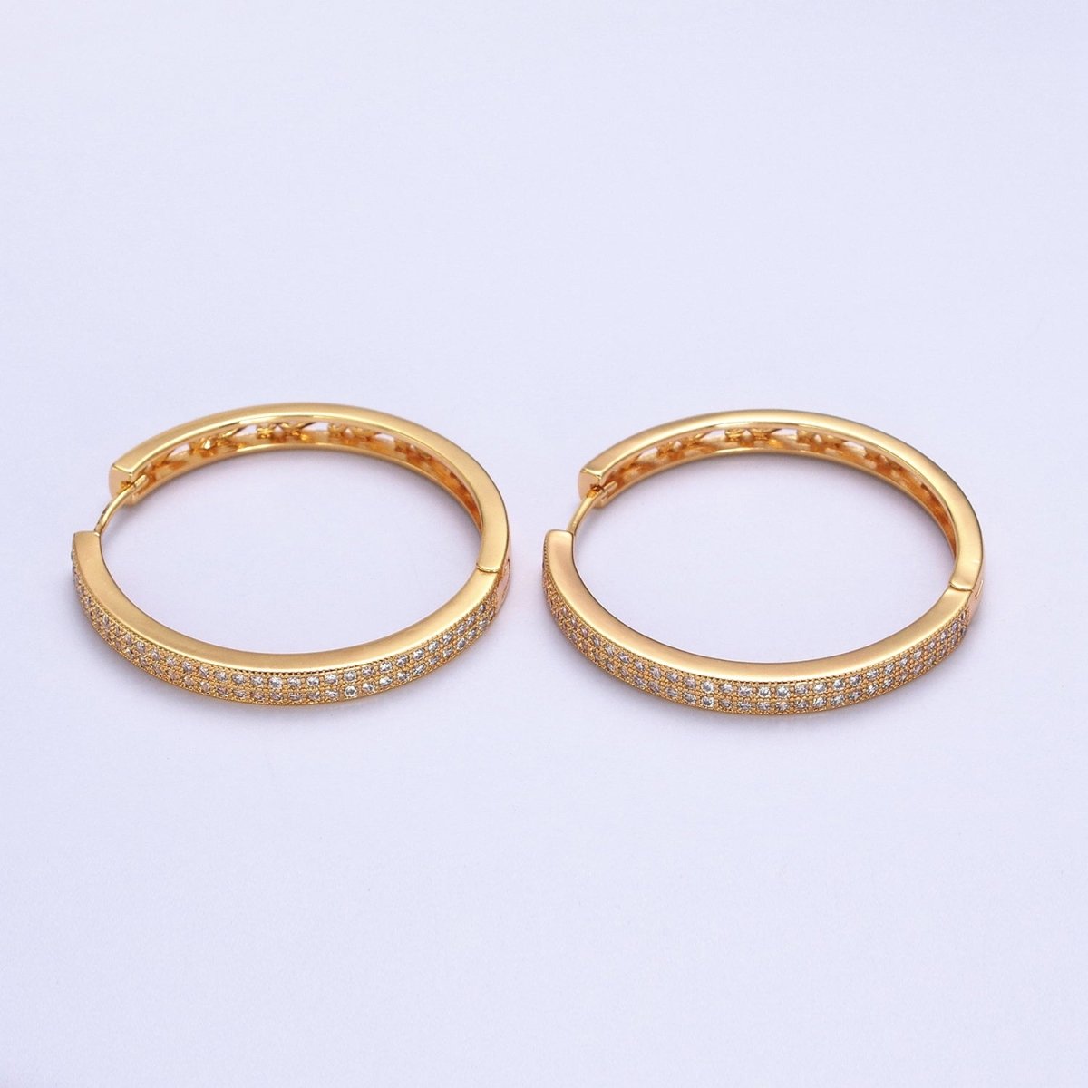 35mm Clear Micro Paved CZ Endless Hoop Minimalist Earrings | AB069 AB070 - DLUXCA