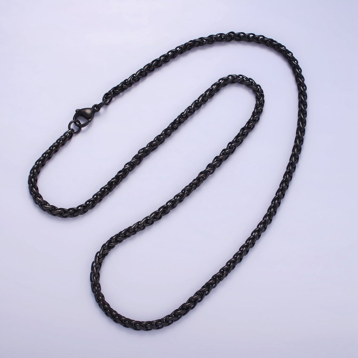 3.7mm Espiga Wheat Chain Necklaces , 21.6" or 23.6 " Chain , Lobster Clasp in Silver , Gold, Black - Wholesale Stainless Steel Chains | WA2090 to WA2092 WA2136 to WA2138 Clearance Pricing - DLUXCA