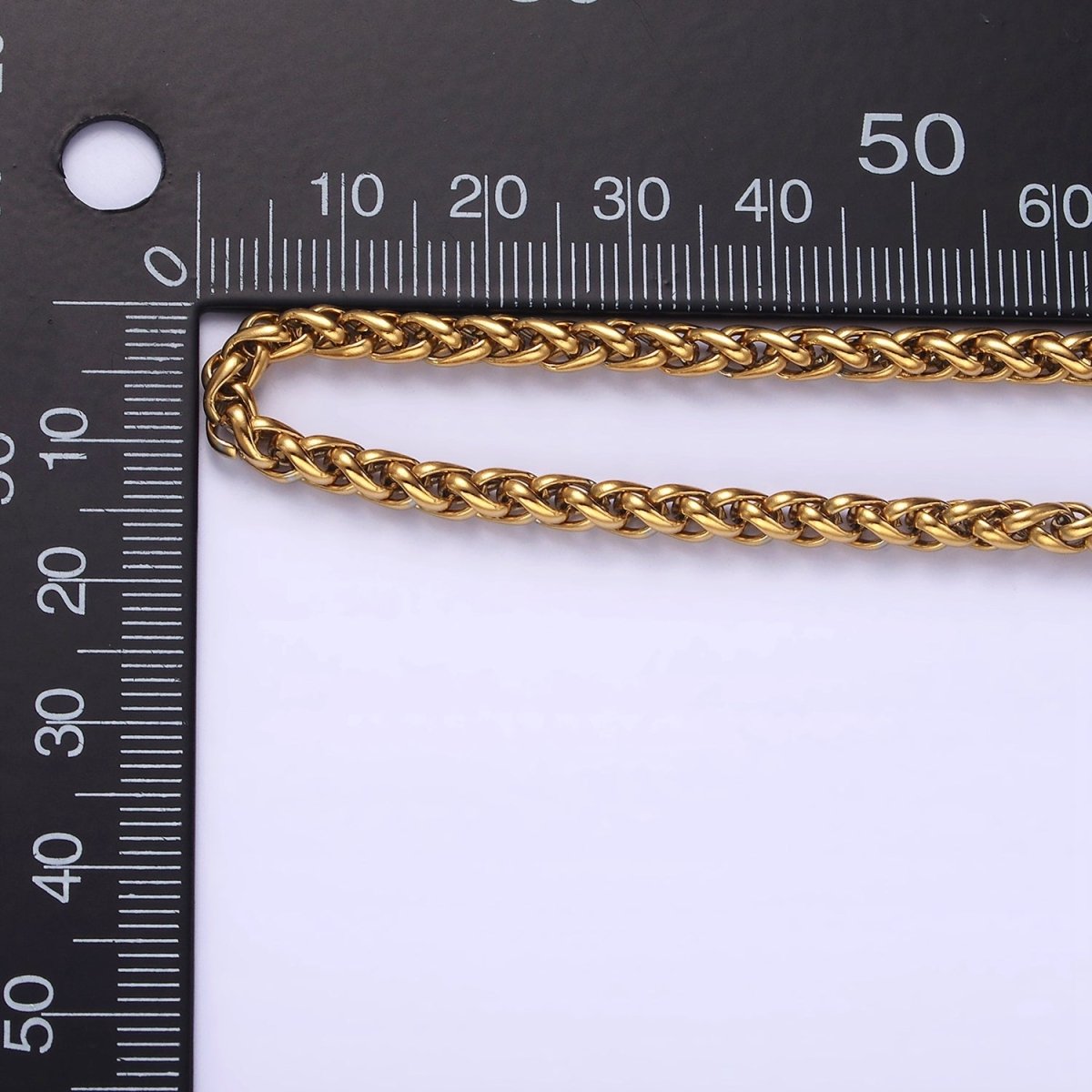 3.7mm Espiga Wheat Chain Necklaces , 21.6" or 23.6 " Chain , Lobster Clasp in Silver , Gold, Black - Wholesale Stainless Steel Chains | WA2090 to WA2092 WA2136 to WA2138 Clearance Pricing - DLUXCA