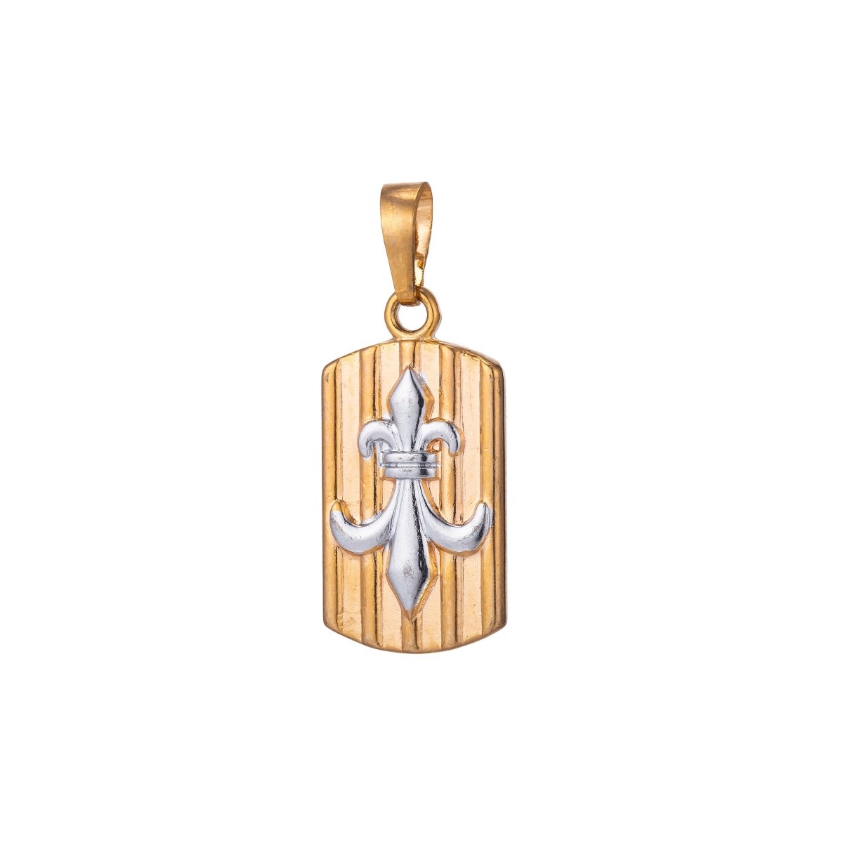 3D 18K Gold Petite Fleur de Lis Charm New Orleans Saints Logo Pendant Lousiana For Layering Necklace Gift Making Military Tag Pendant H-857 - DLUXCA