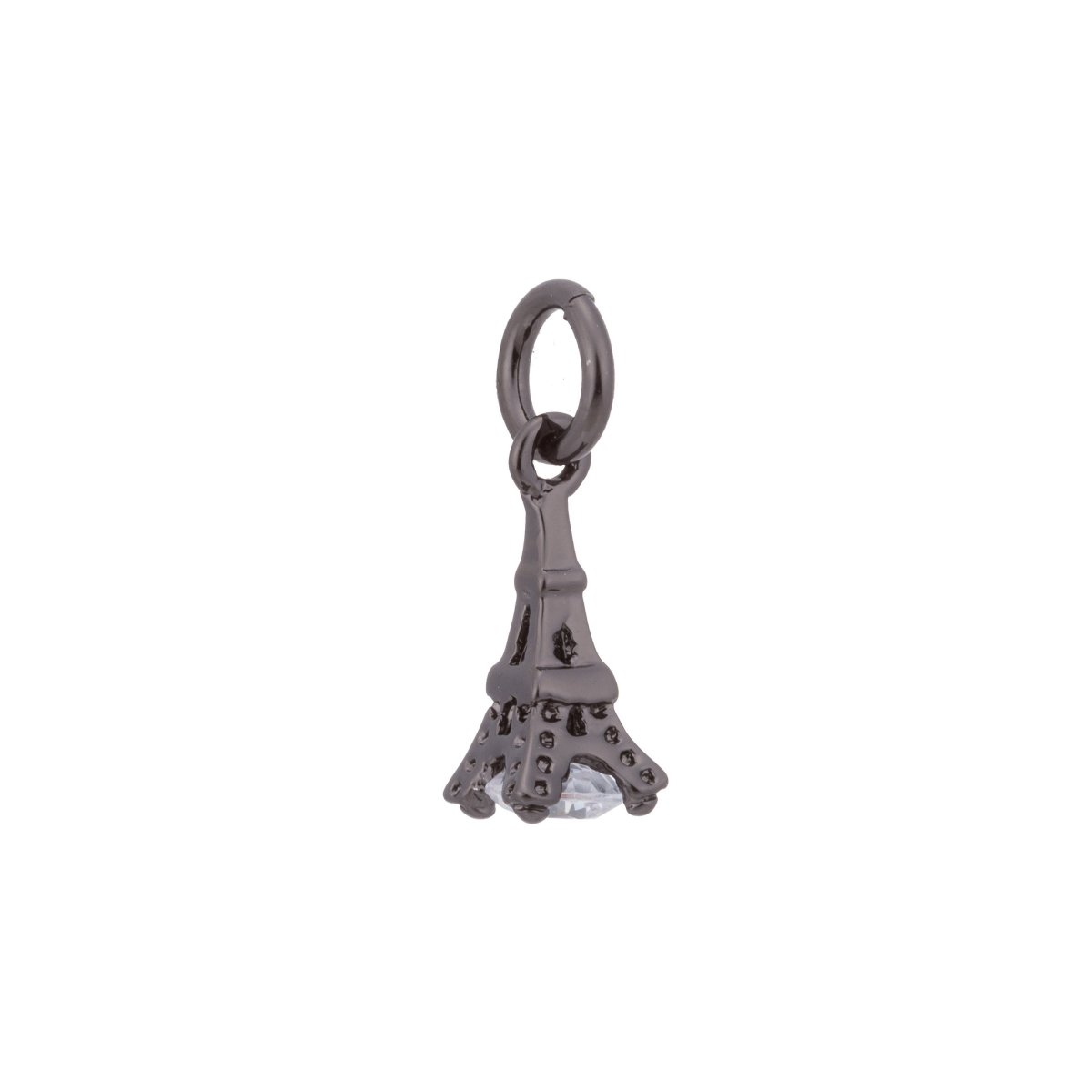 3D Black Eiffel Tower, Paris France Romance Love Heart DIY Craft Cubic Zirconia Bracelet Charm Bead Findings Pendant For Jewelry MakingC-184 - DLUXCA