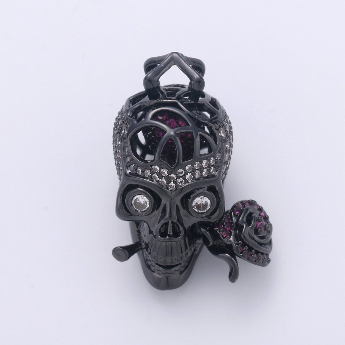 3D black eye skull charm/pendant, for DIY Jewelry Making European Charms Beaded Bracelet, Skull Necklace I-900 - DLUXCA