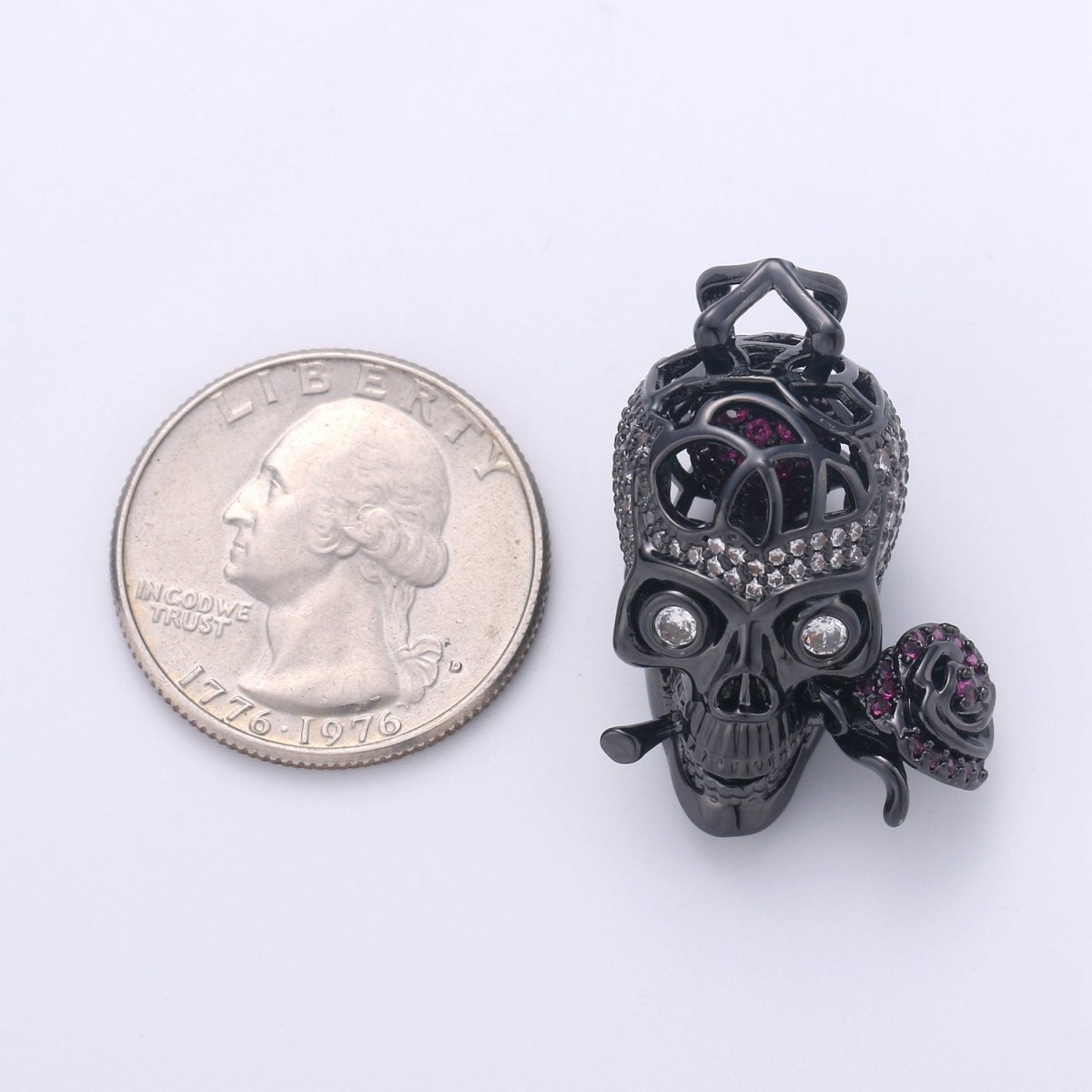3D black eye skull charm/pendant, for DIY Jewelry Making European Charms Beaded Bracelet, Skull Necklace I-900 - DLUXCA