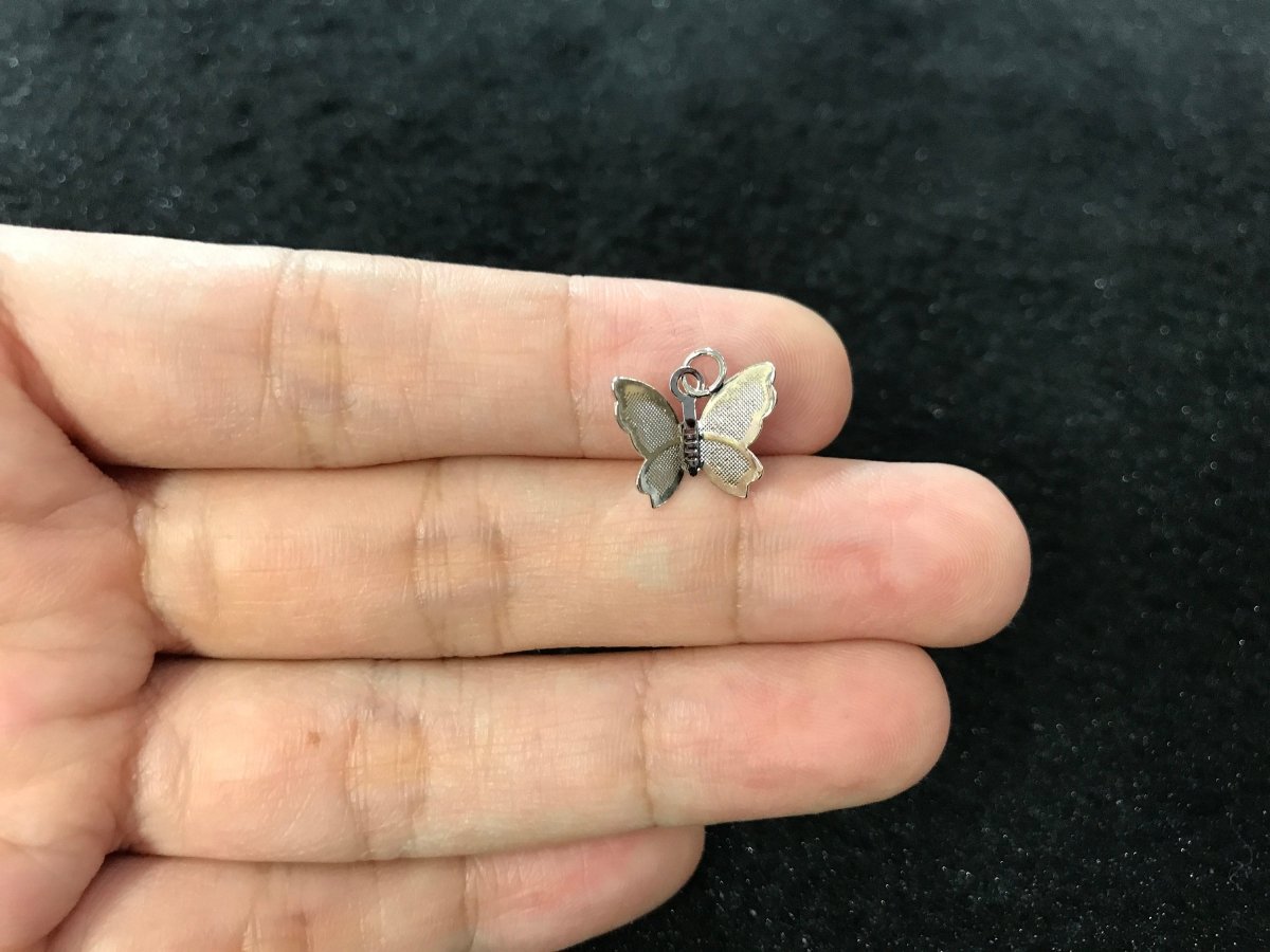 3D Cute Dainty Butterfly, White Gold Filled, Animal Lover, Woman DIY Bracelet Charm, Necklace Pendant, Bails Findings for Jewelry Making C-232 D-807 - DLUXCA