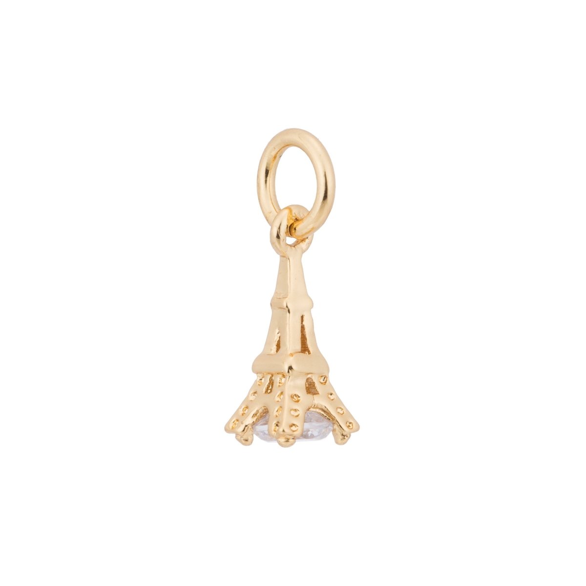 3D Gold Eiffel Tower, Paris, Romantic Love City, DIY Craft Gift Cubic Zirconia Bracelet Charm Bead Findings Pendant For Jewelry Making, C-184 - DLUXCA