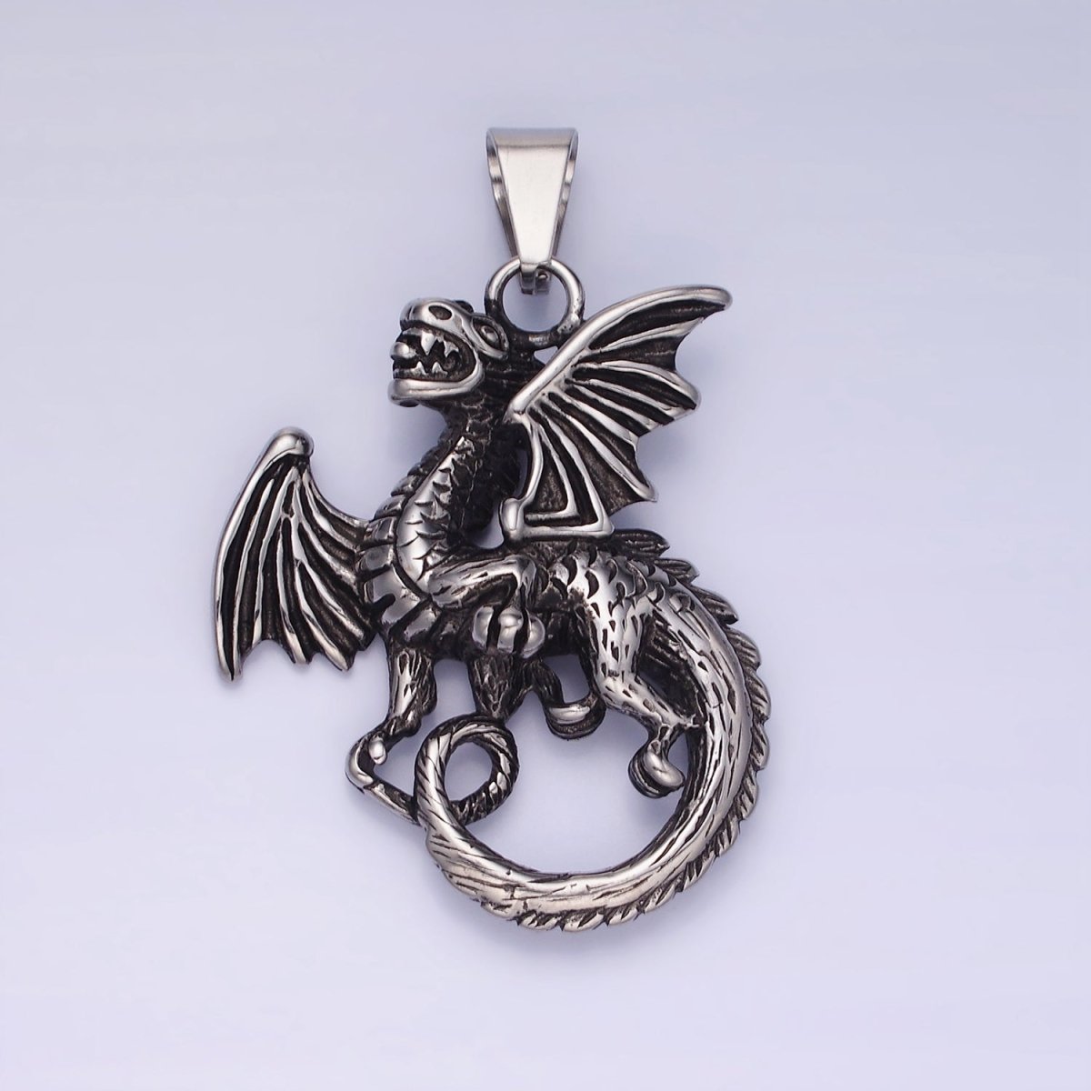 3D Stainless Steel Dragon Necklace Charm Gold Mythical Animal Pendant Jewelry for Men Statement Jewelry P-1211 - DLUXCA